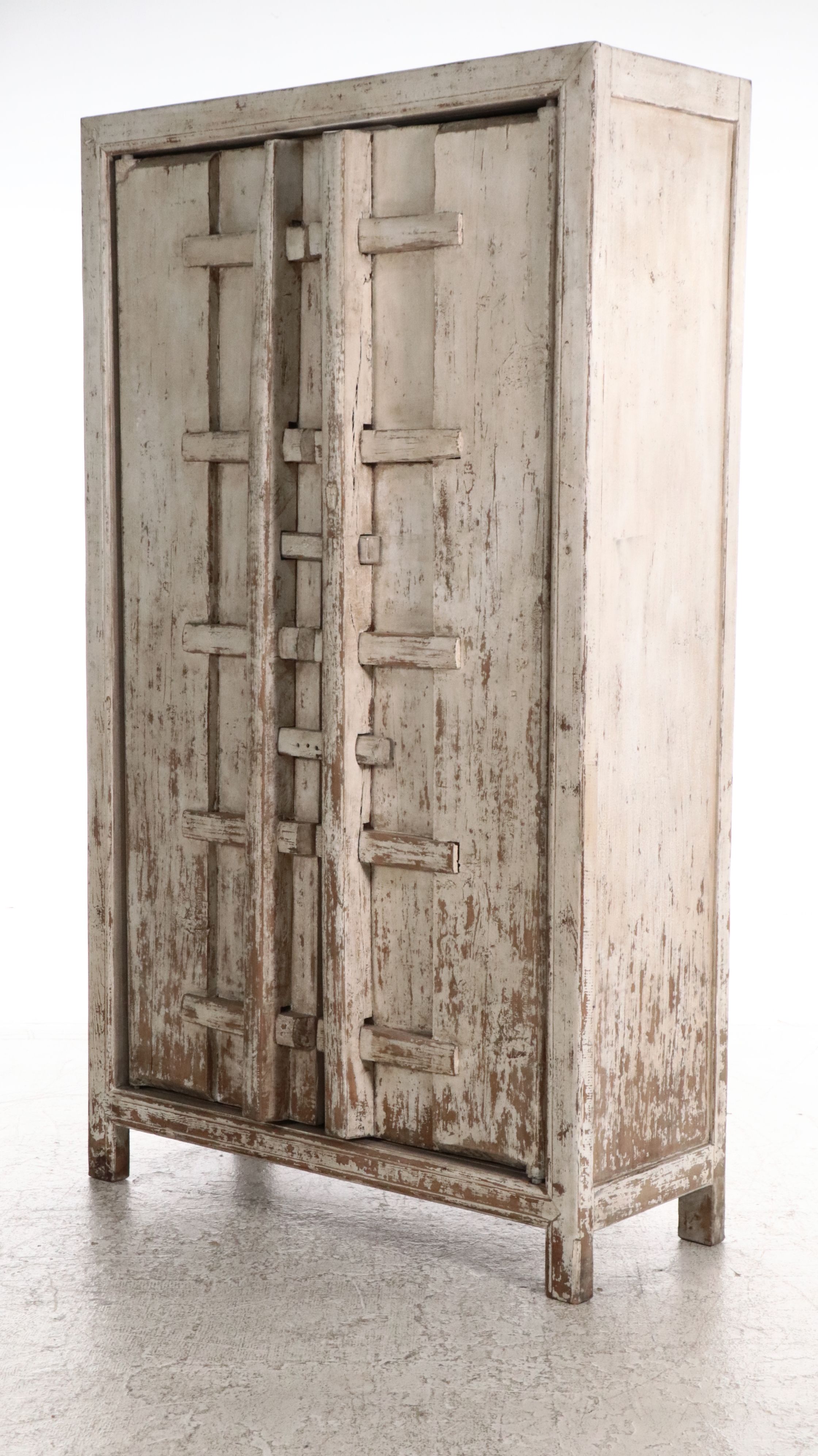 Southeast Asian Style Painted Wood Salvaged Door Armoire