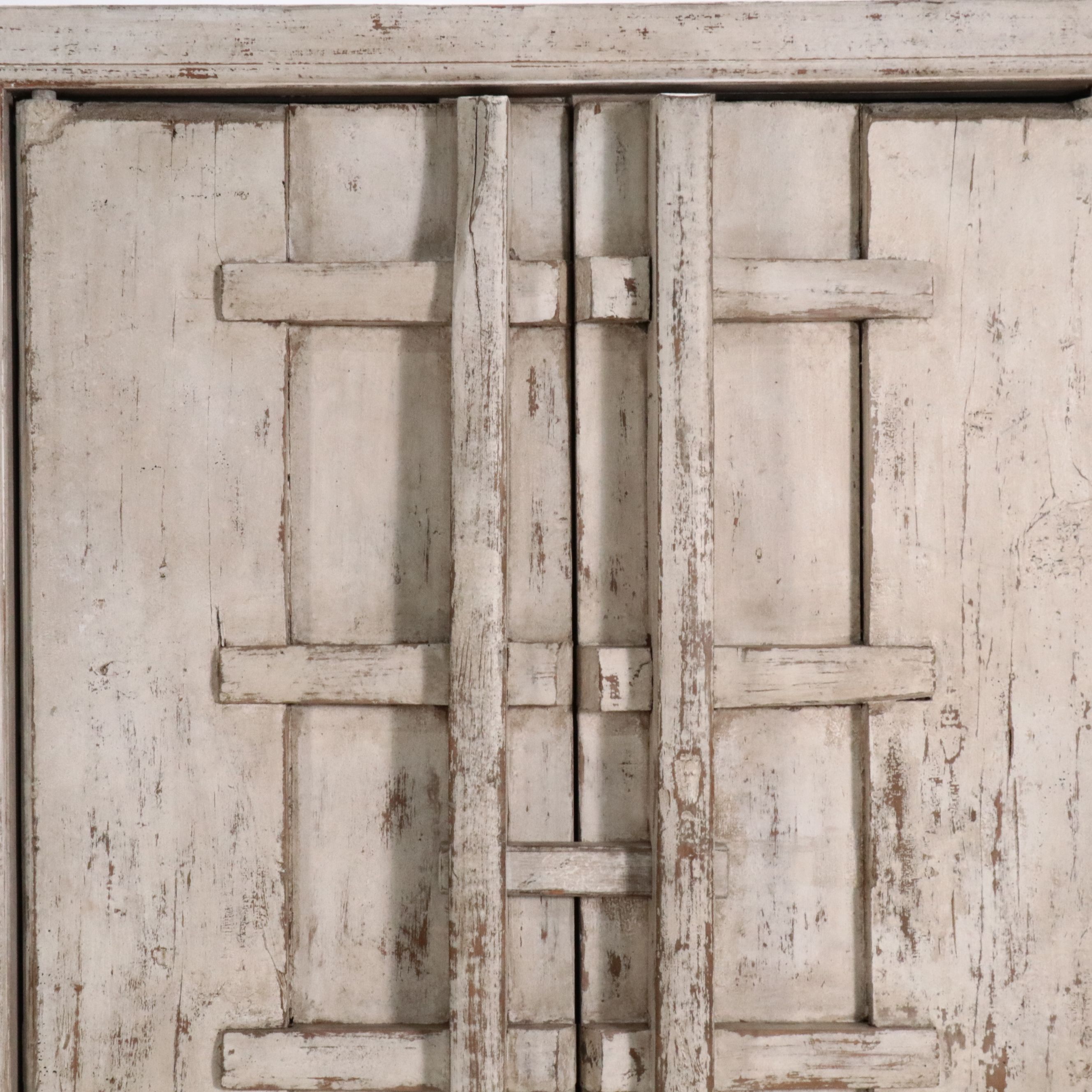 Southeast Asian Style Painted Wood Salvaged Door Armoire