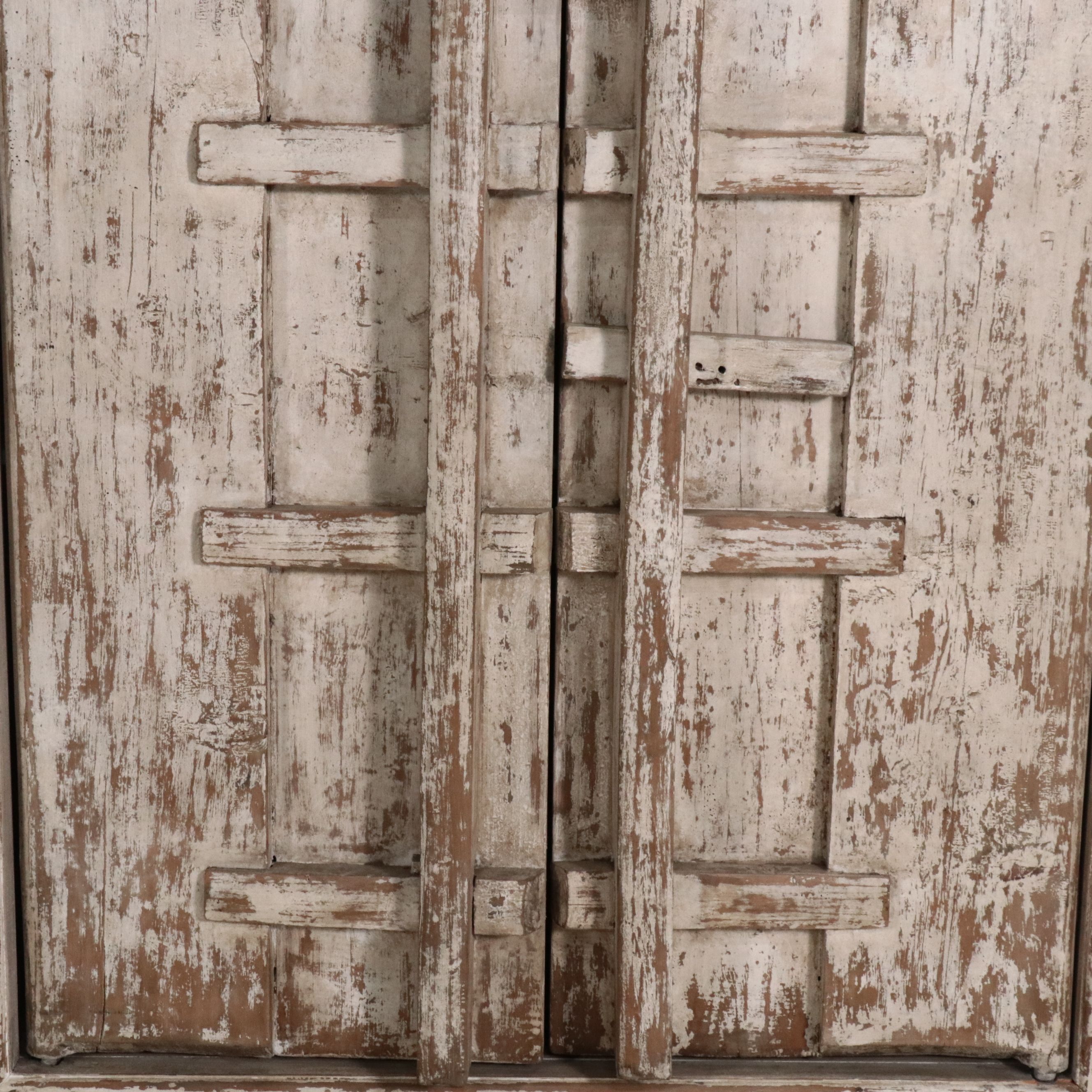 Southeast Asian Style Painted Wood Salvaged Door Armoire