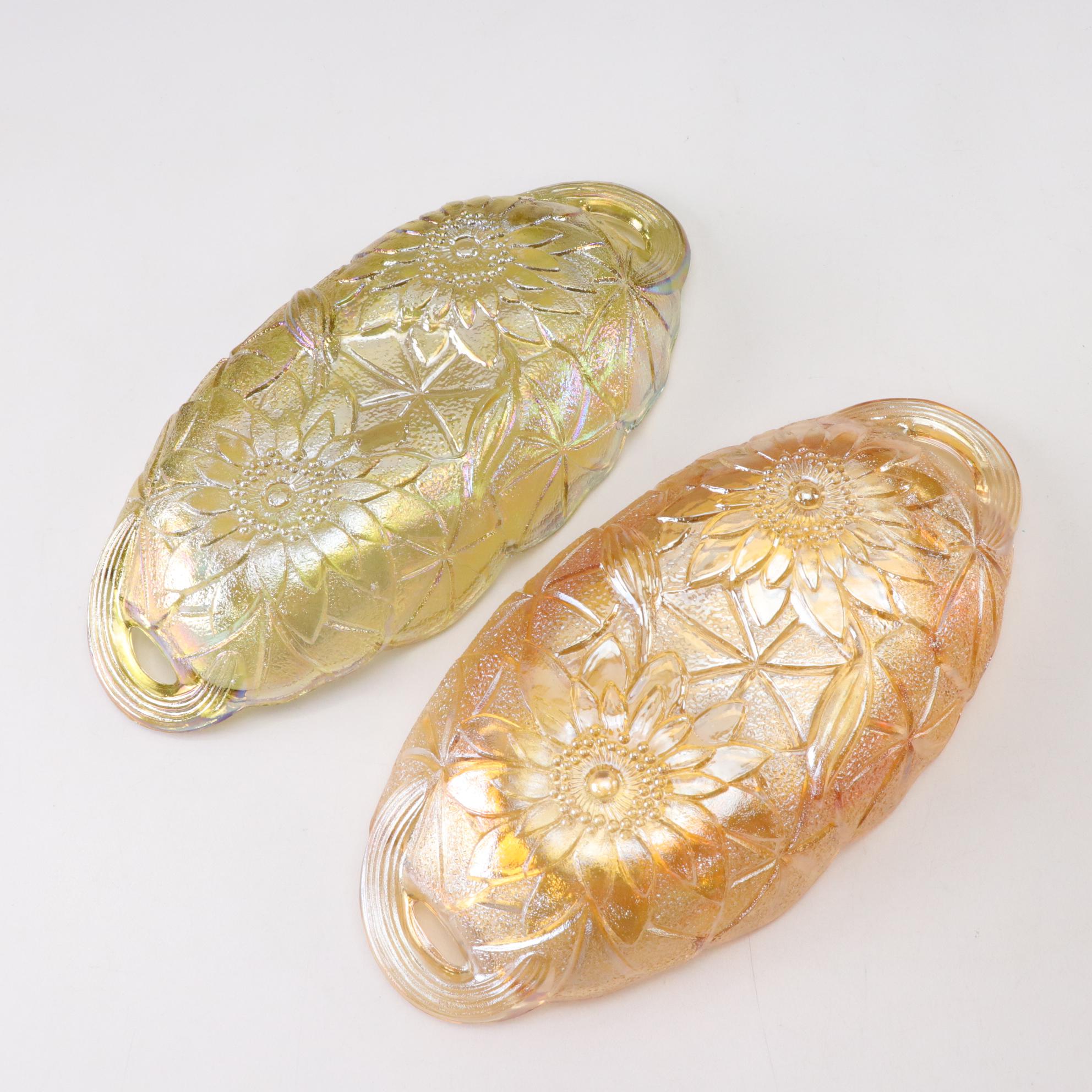 Indiana Glass Grape Carnival Glass Pitcher and Glasses with Two Lotus Bowls