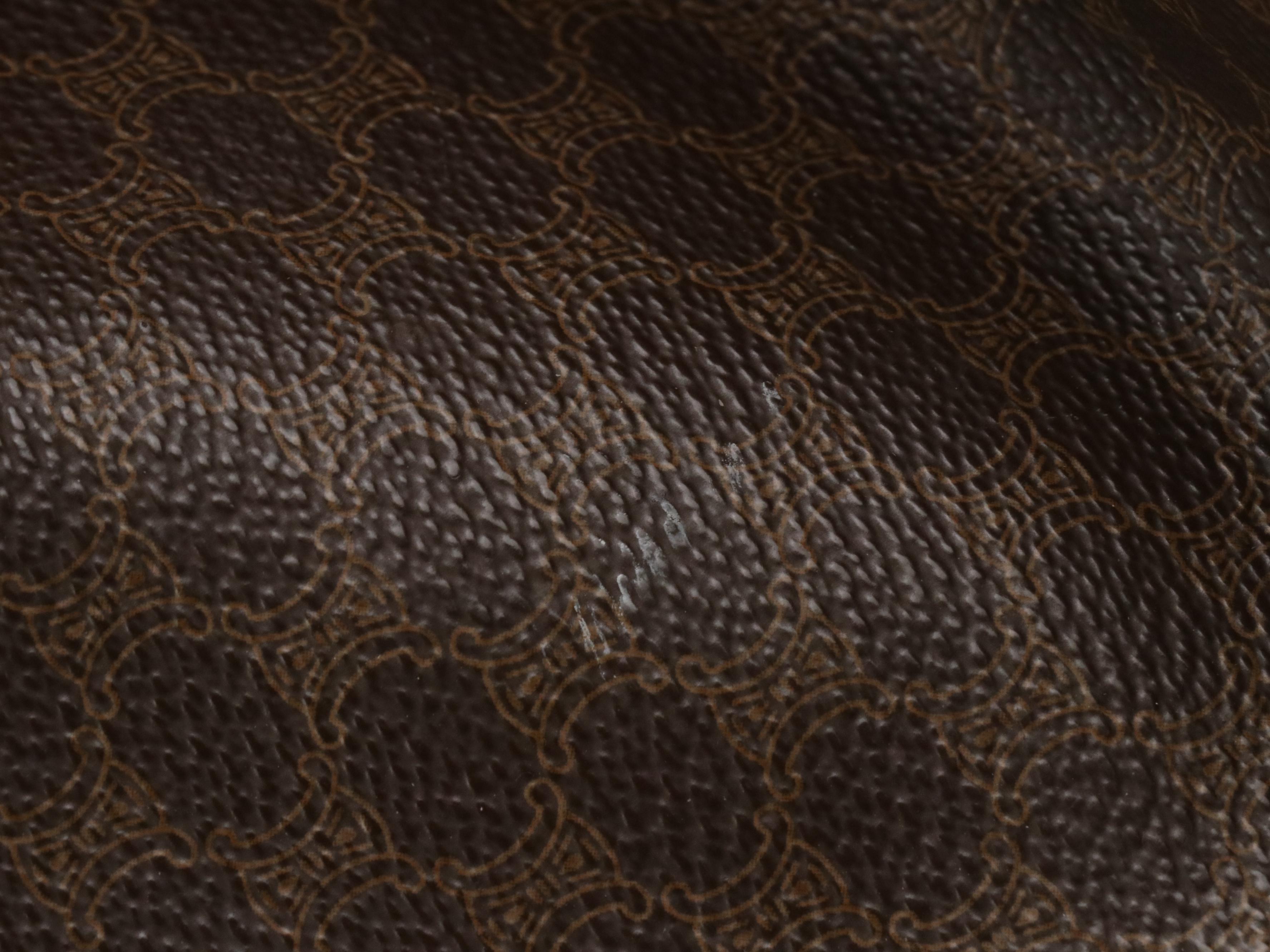 Celine Drawstring Bucket Bag in Macadam Canvas with Leather Trim