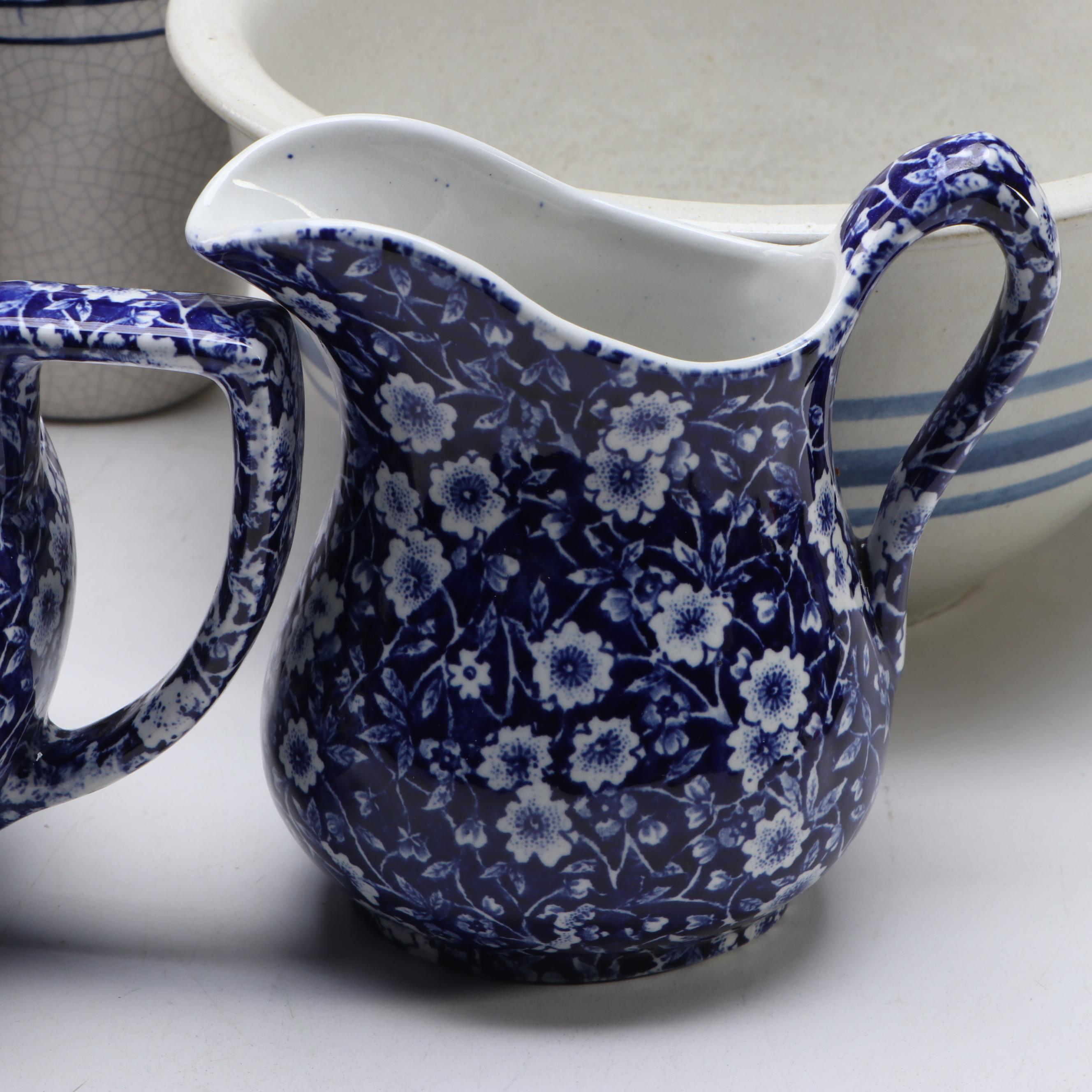 The Potting Shed "Dedham Rabbit" with Spongeware Bowls and Other Tableware