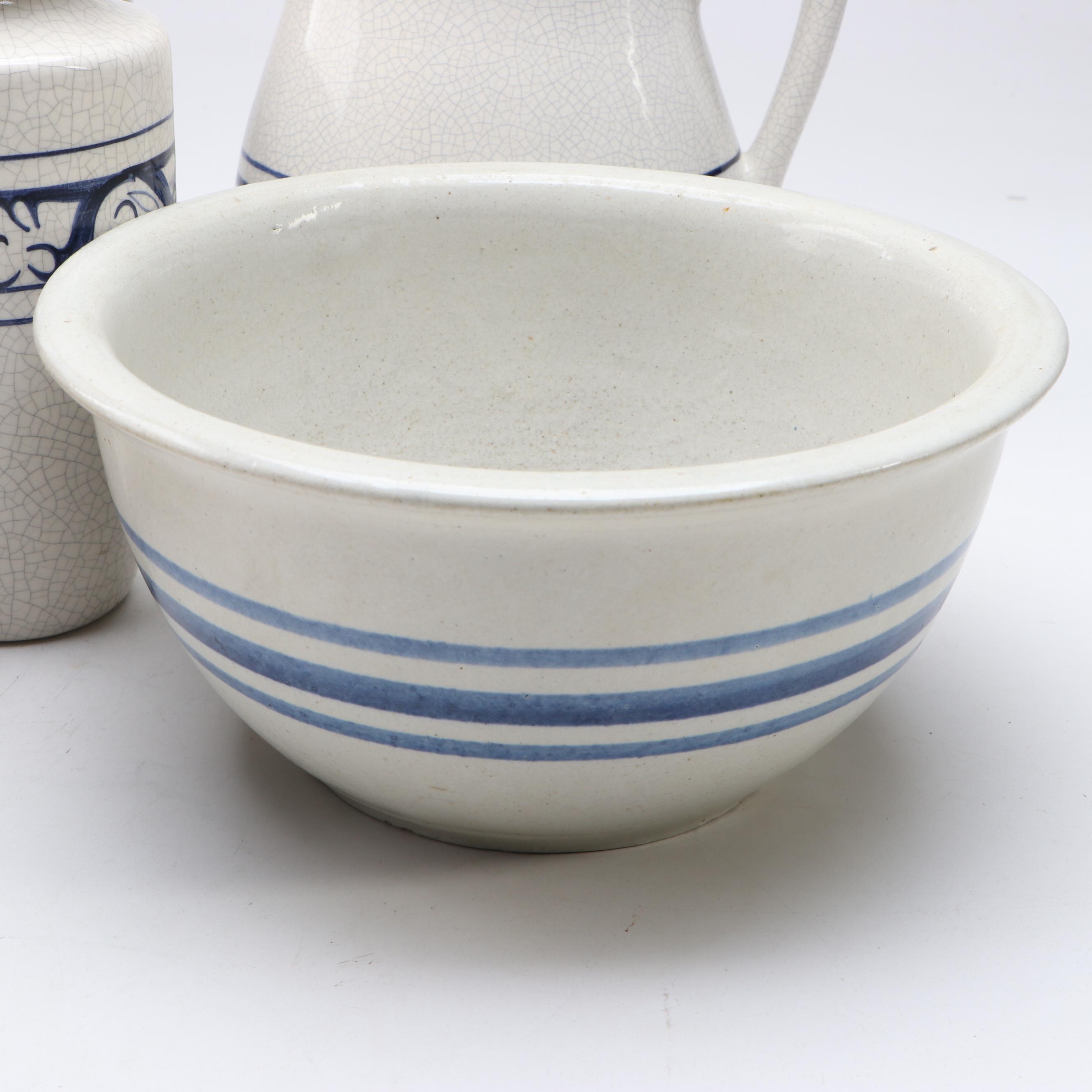 The Potting Shed "Dedham Rabbit" with Spongeware Bowls and Other Tableware