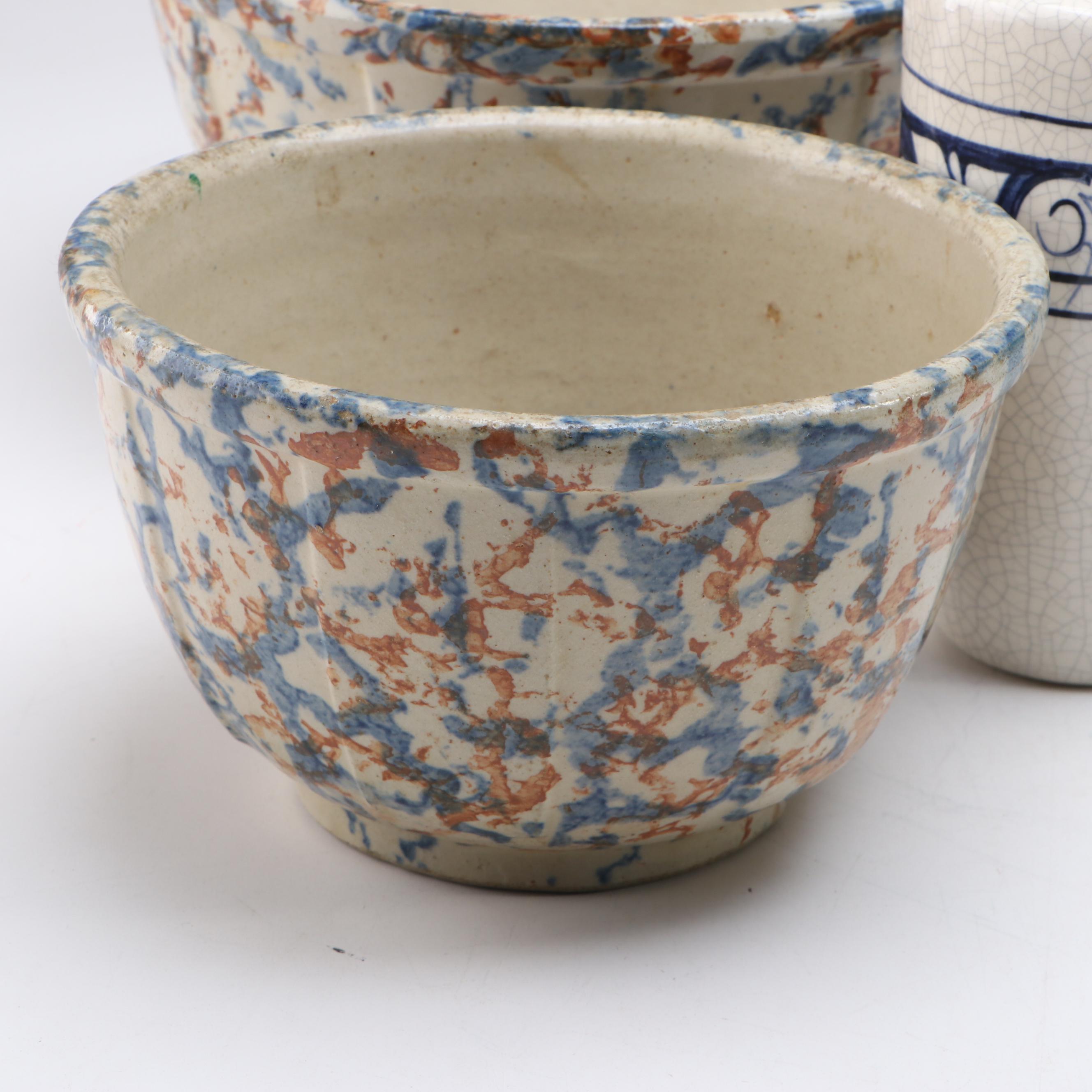 The Potting Shed "Dedham Rabbit" with Spongeware Bowls and Other Tableware