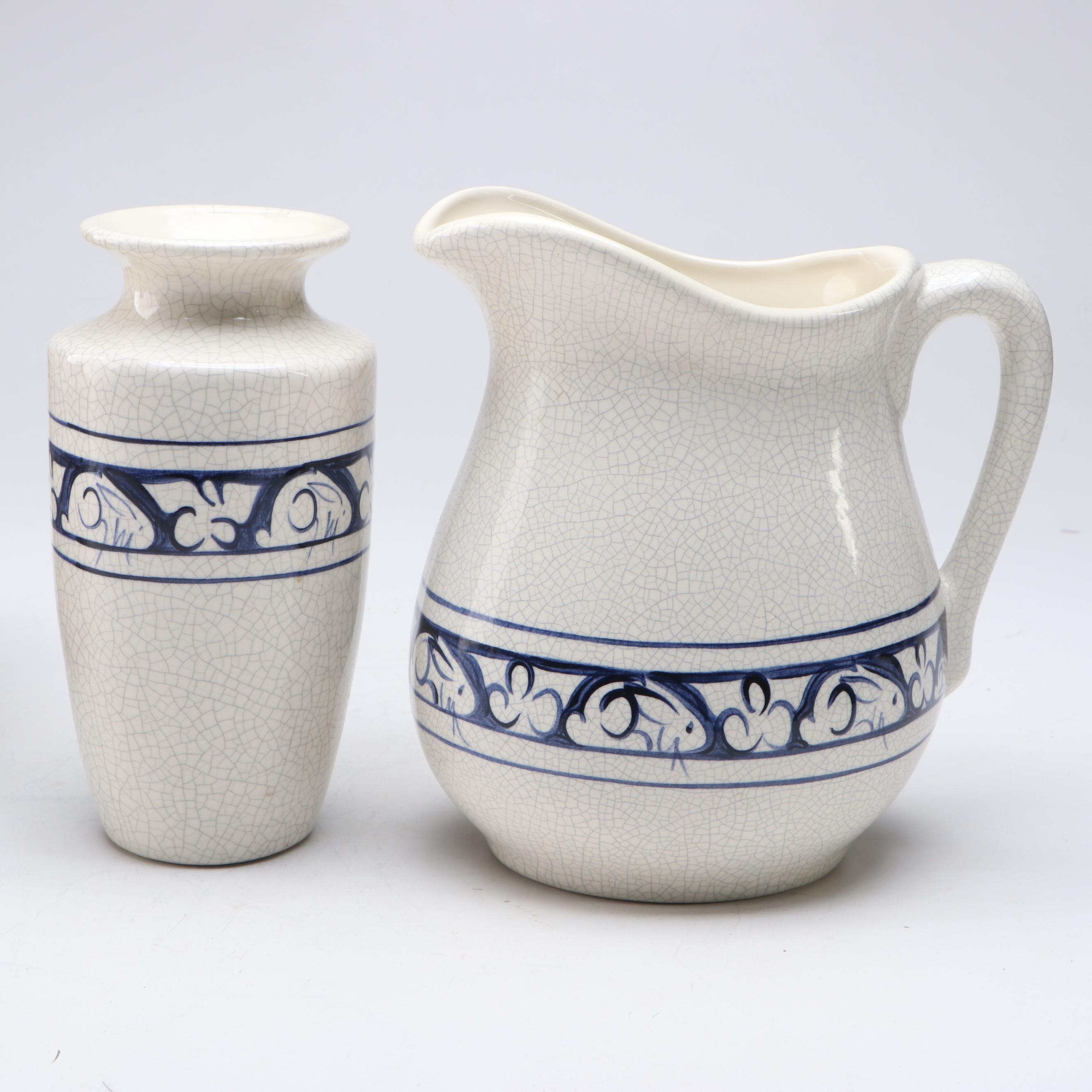 The Potting Shed "Dedham Rabbit" with Spongeware Bowls and Other Tableware