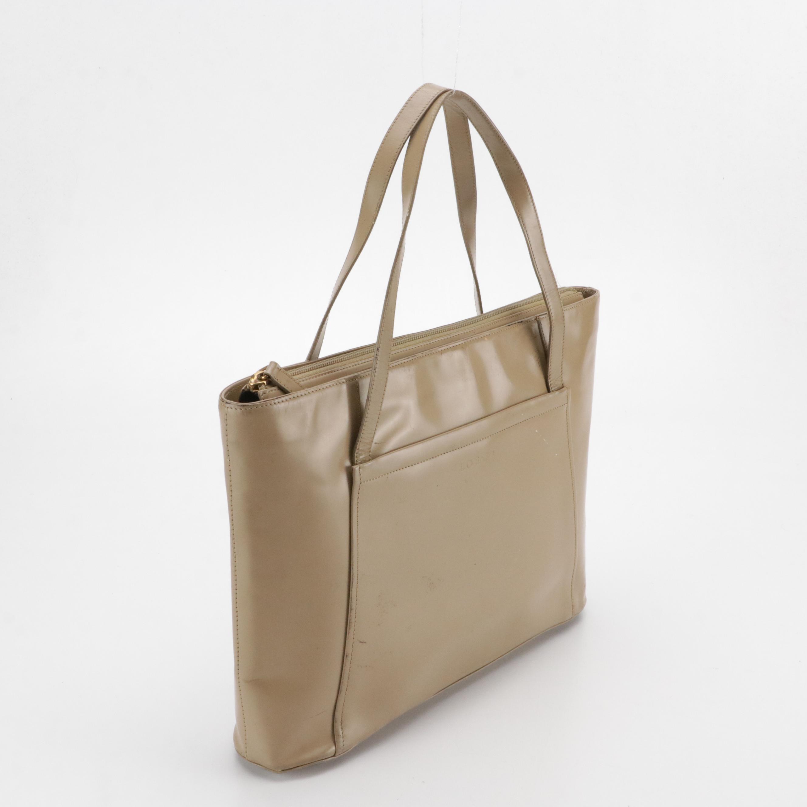 Loewe Zip Tote in Brown Patent Leather
