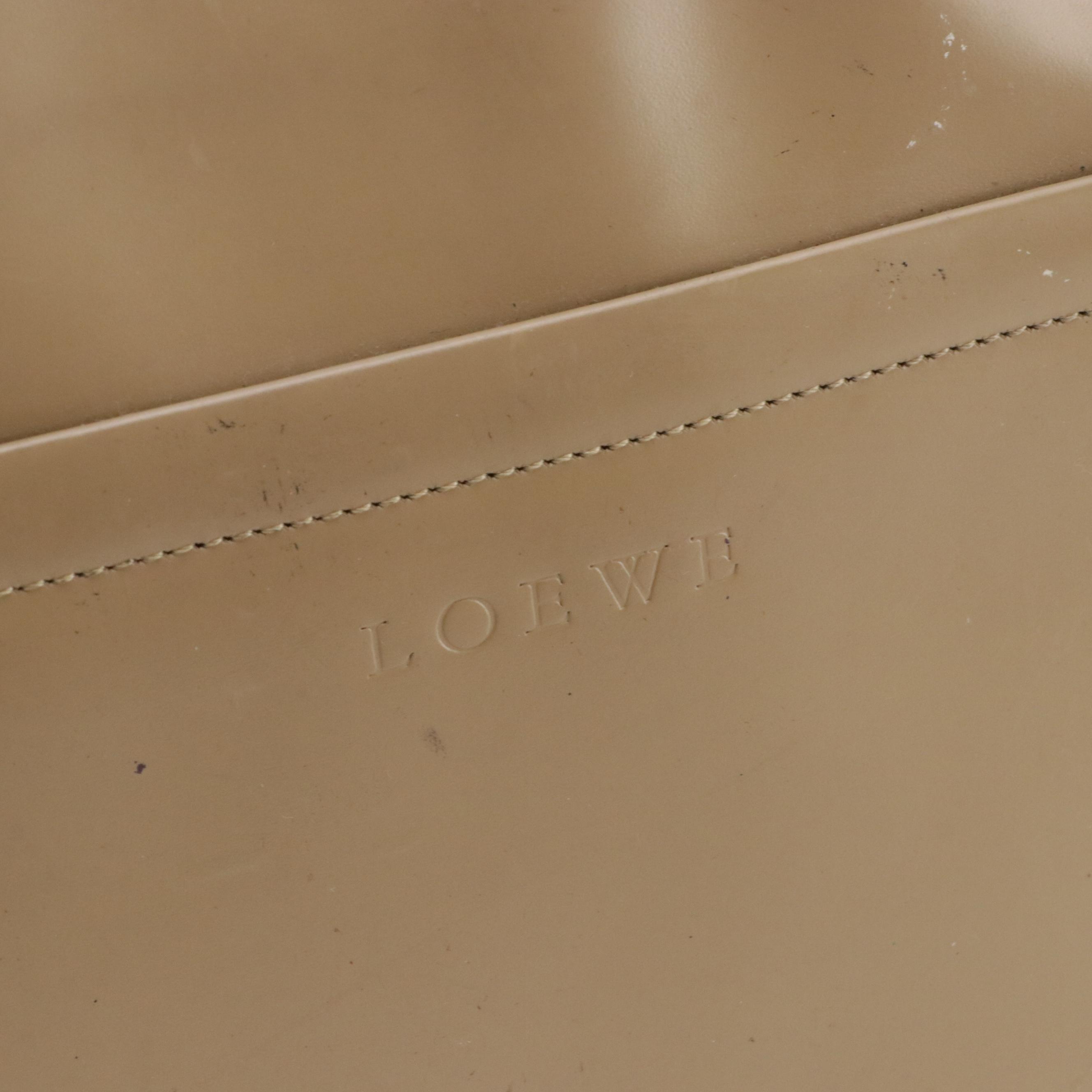 Loewe Zip Tote in Brown Patent Leather