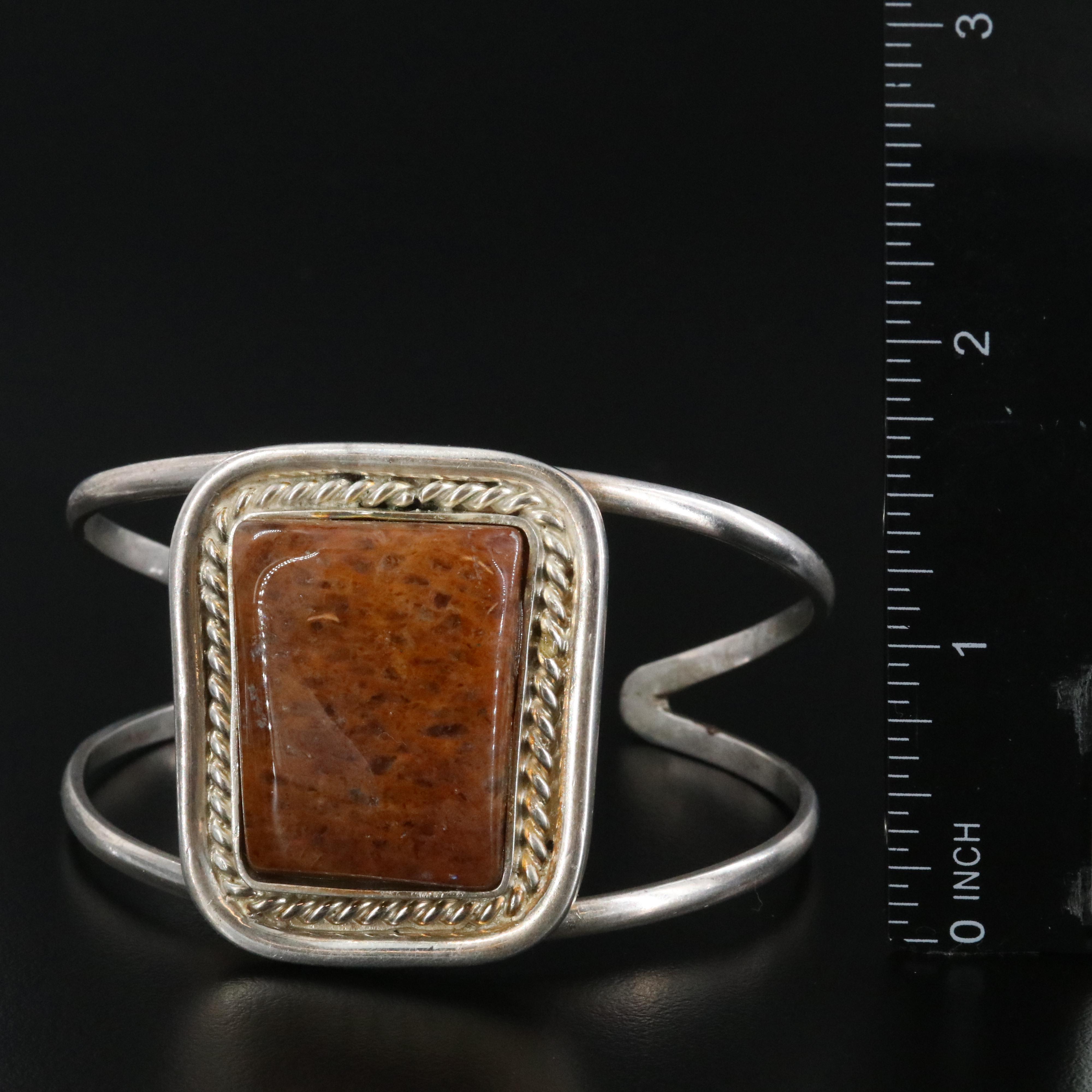 Sterling Jasper Cuff Bracelet