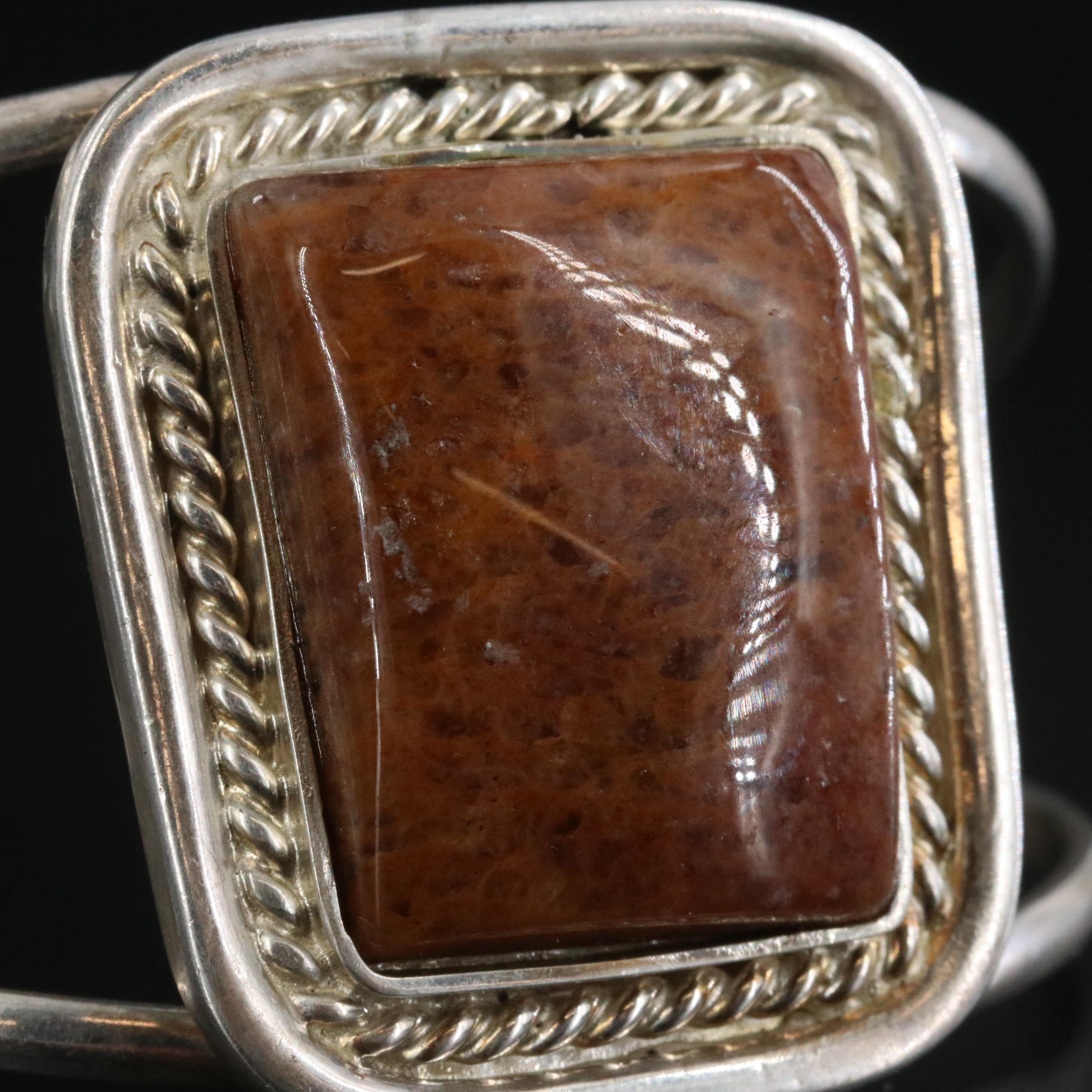 Sterling Jasper Cuff Bracelet