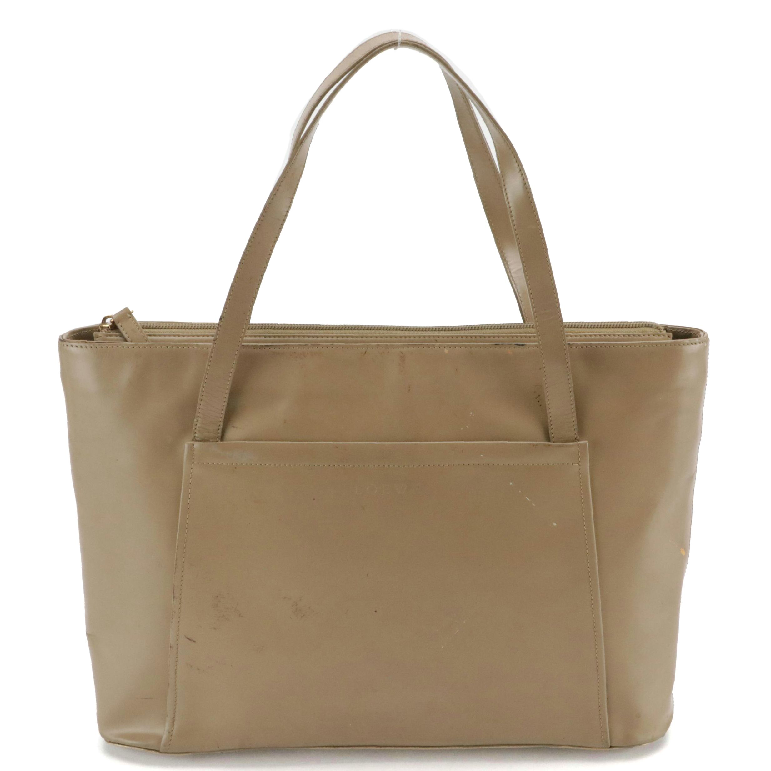 Loewe Zip Tote in Brown Patent Leather