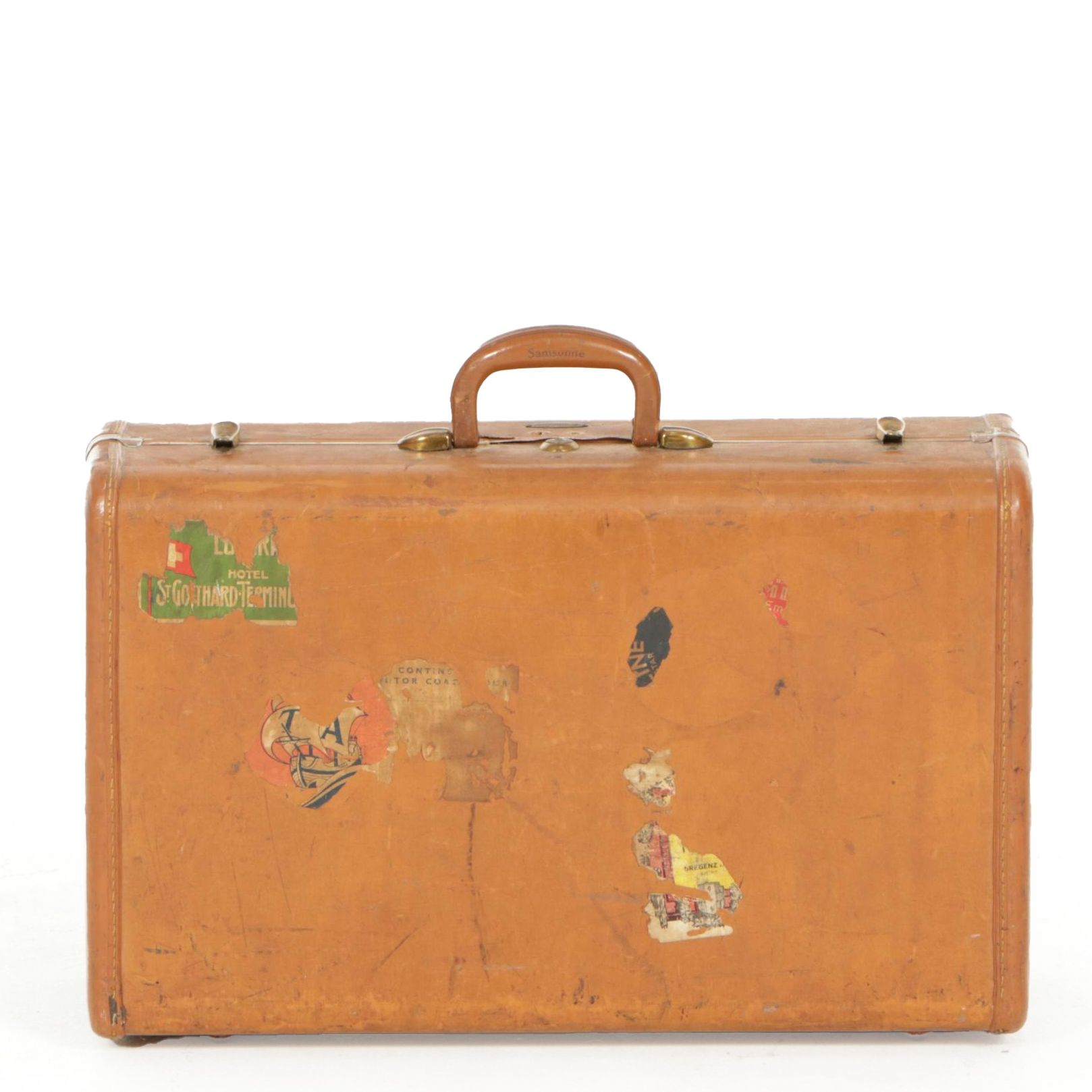 Samsonite Hard Shell Suitcase with Hotel Memorabilia and Cruise Map