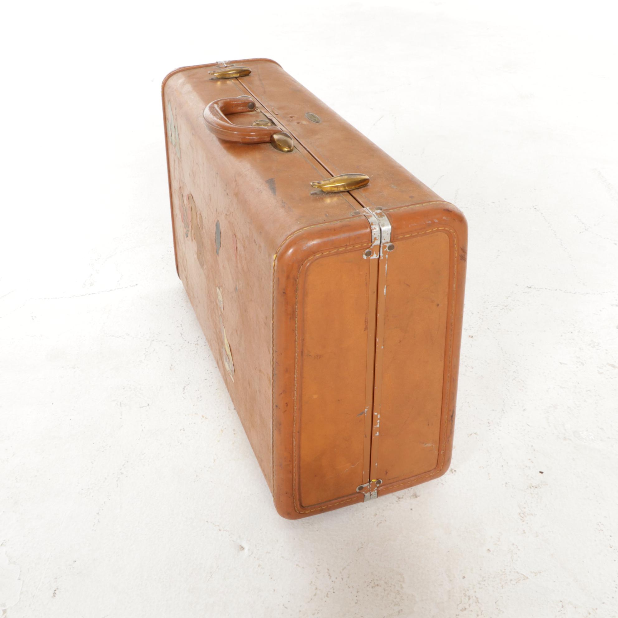 Samsonite Hard Shell Suitcase with Hotel Memorabilia and Cruise Map