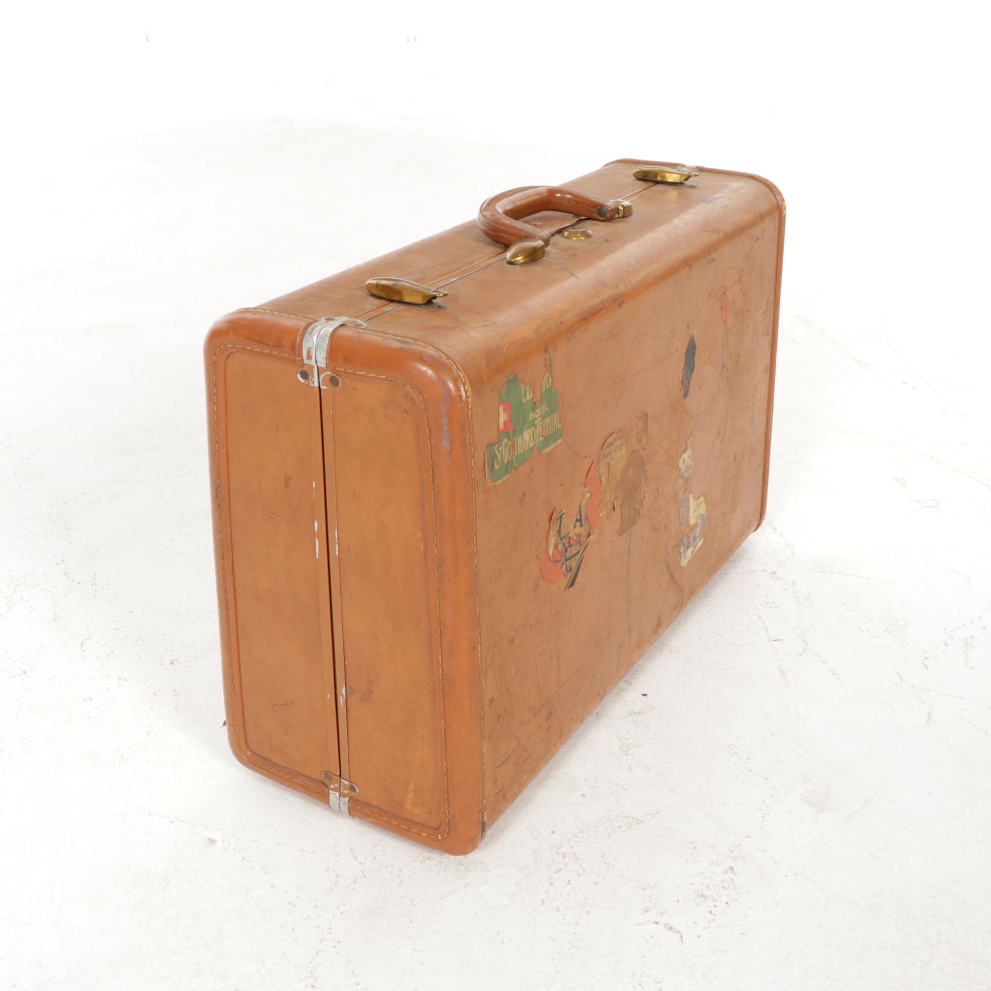 Samsonite Hard Shell Suitcase with Hotel Memorabilia and Cruise Map