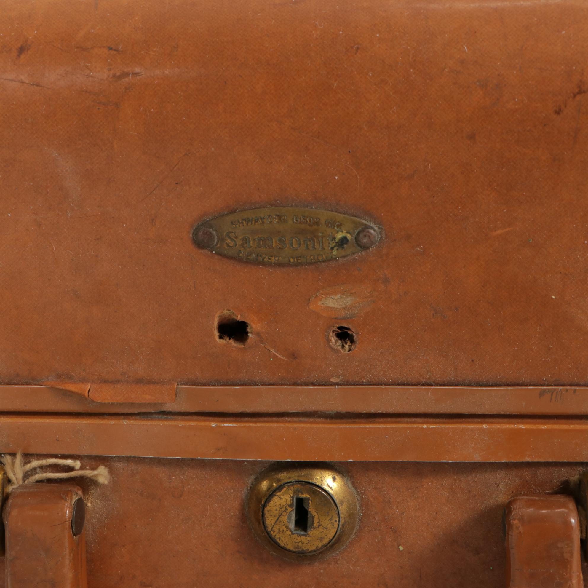 Samsonite Hard Shell Suitcase with Hotel Memorabilia and Cruise Map