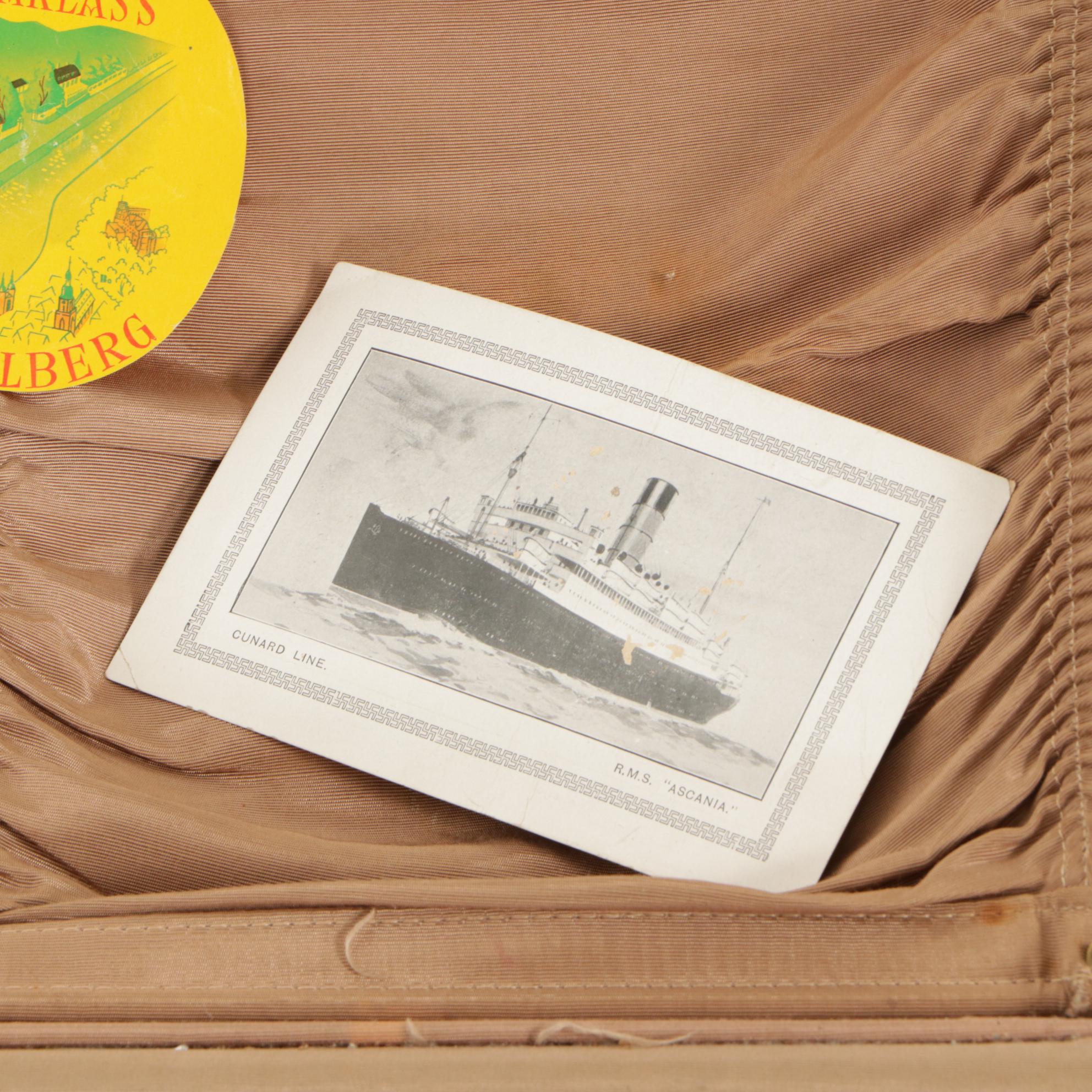 Samsonite Hard Shell Suitcase with Hotel Memorabilia and Cruise Map