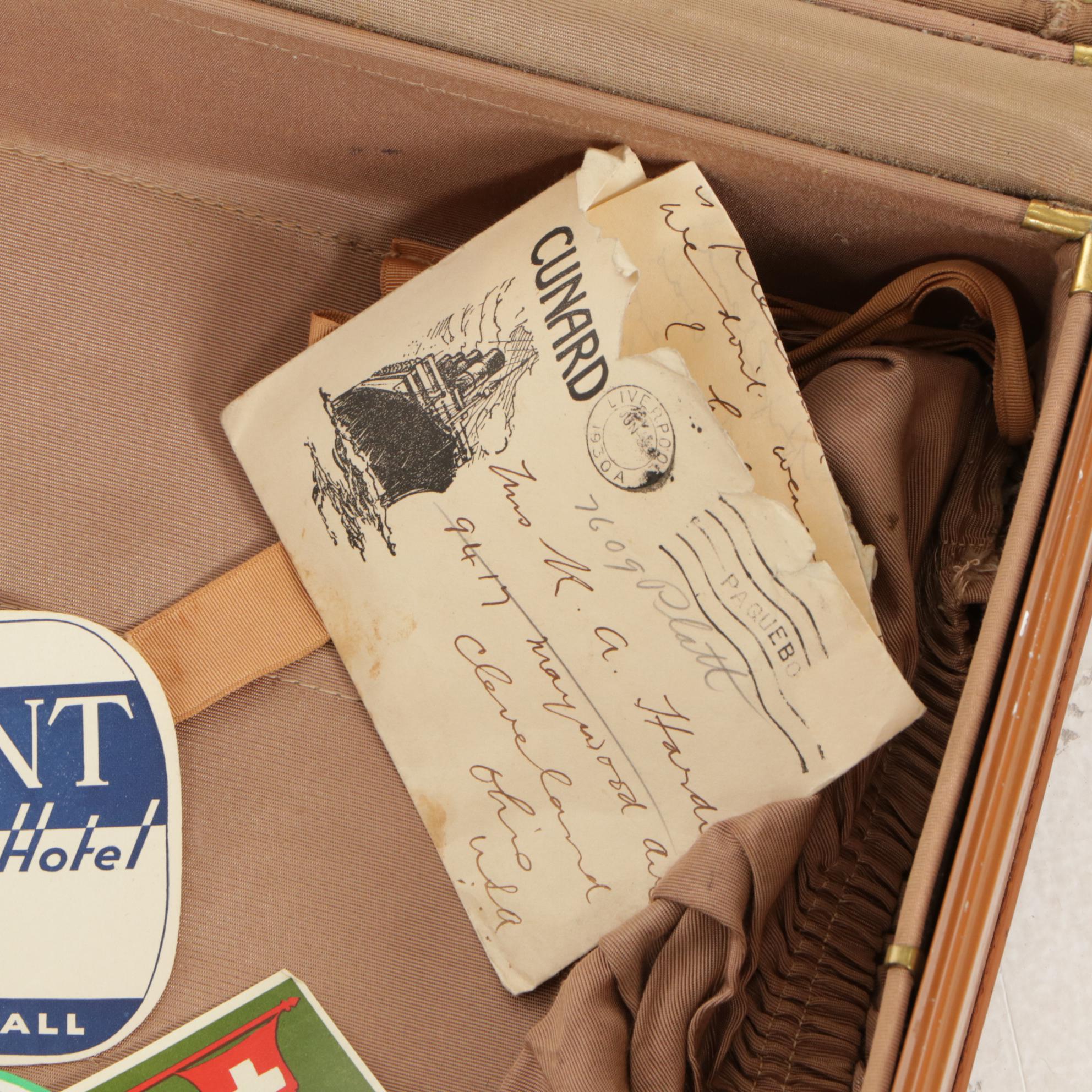 Samsonite Hard Shell Suitcase with Hotel Memorabilia and Cruise Map