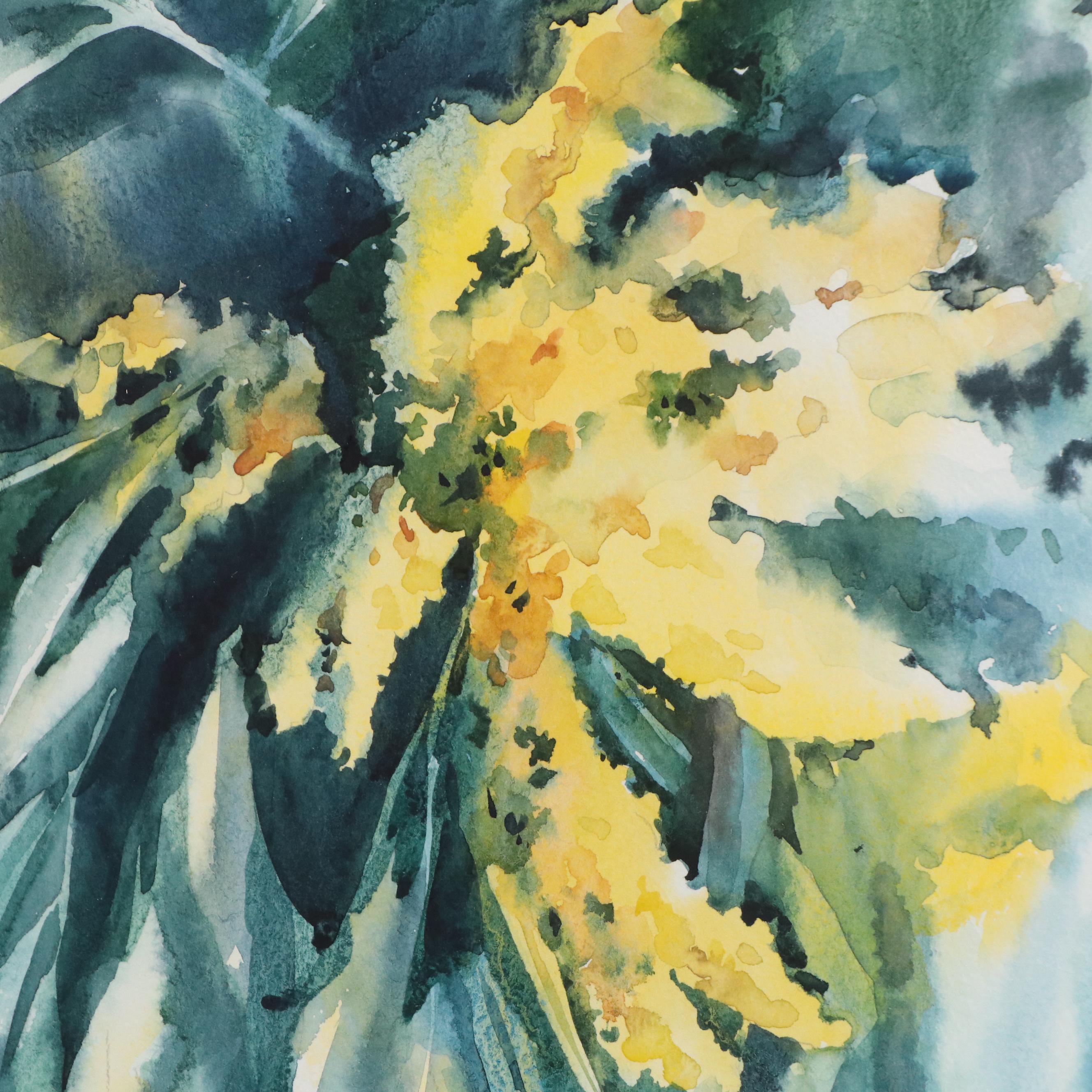 Watercolor Painting of Abstract Botanical Composition, 2019