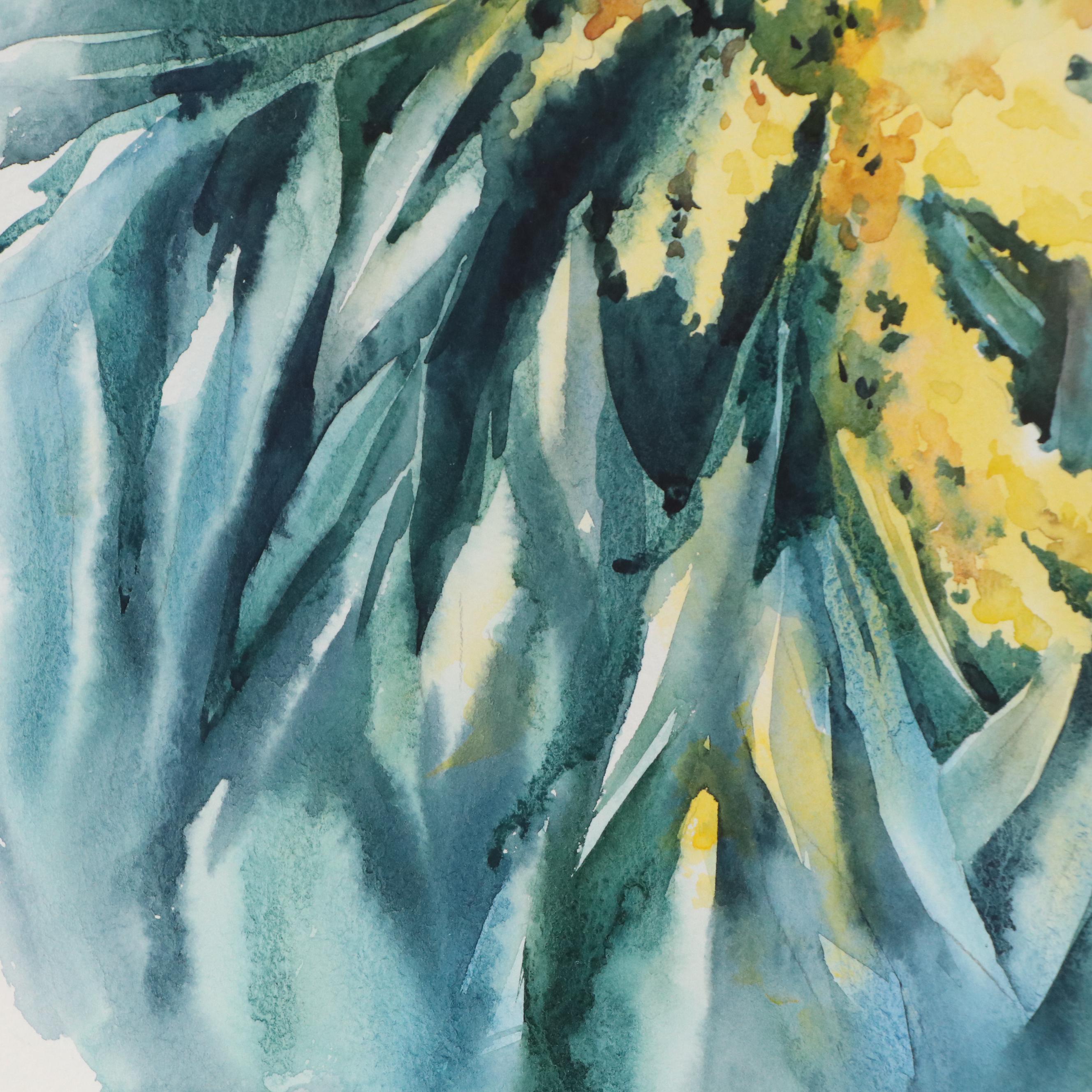 Watercolor Painting of Abstract Botanical Composition, 2019