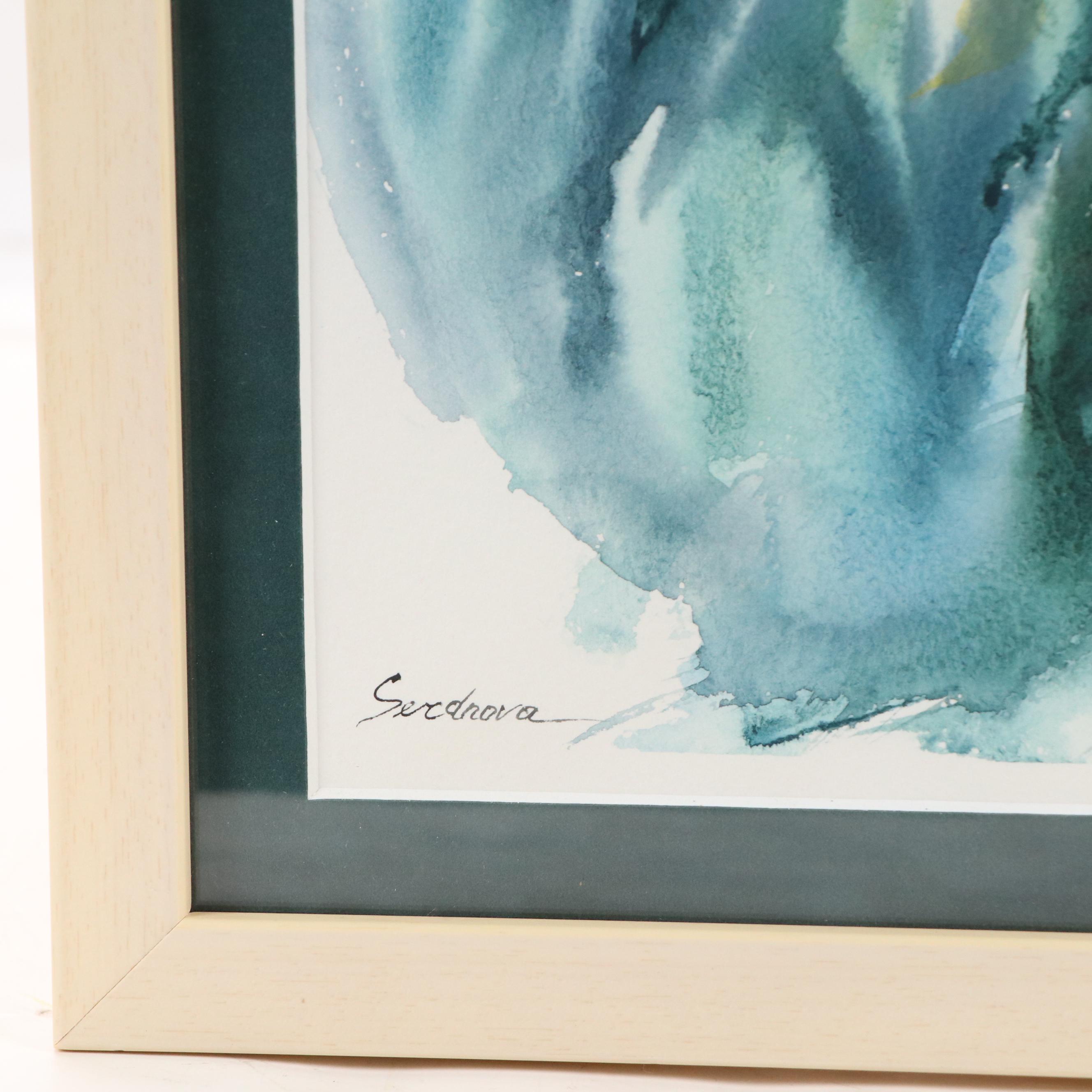 Watercolor Painting of Abstract Botanical Composition, 2019