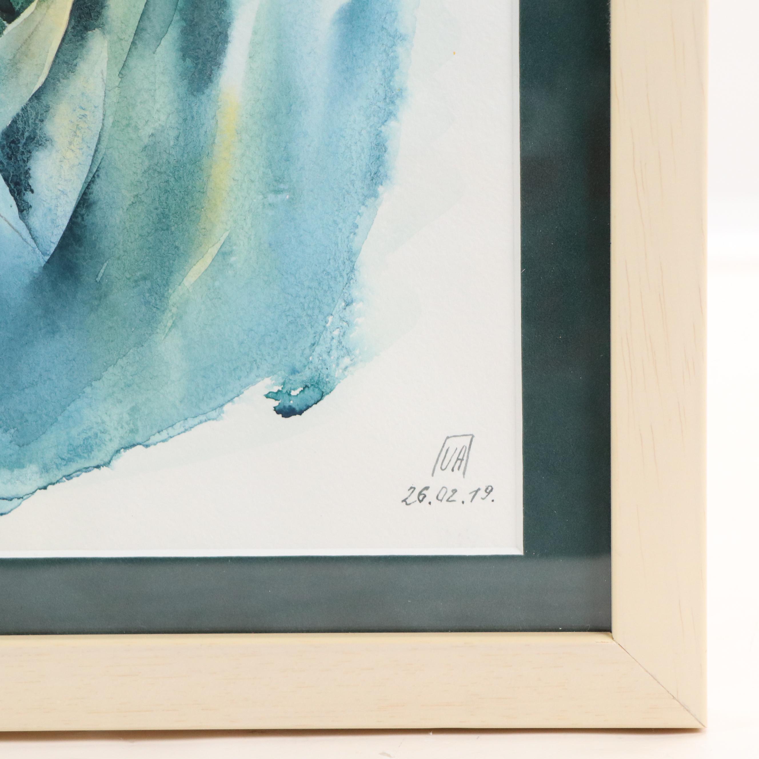 Watercolor Painting of Abstract Botanical Composition, 2019