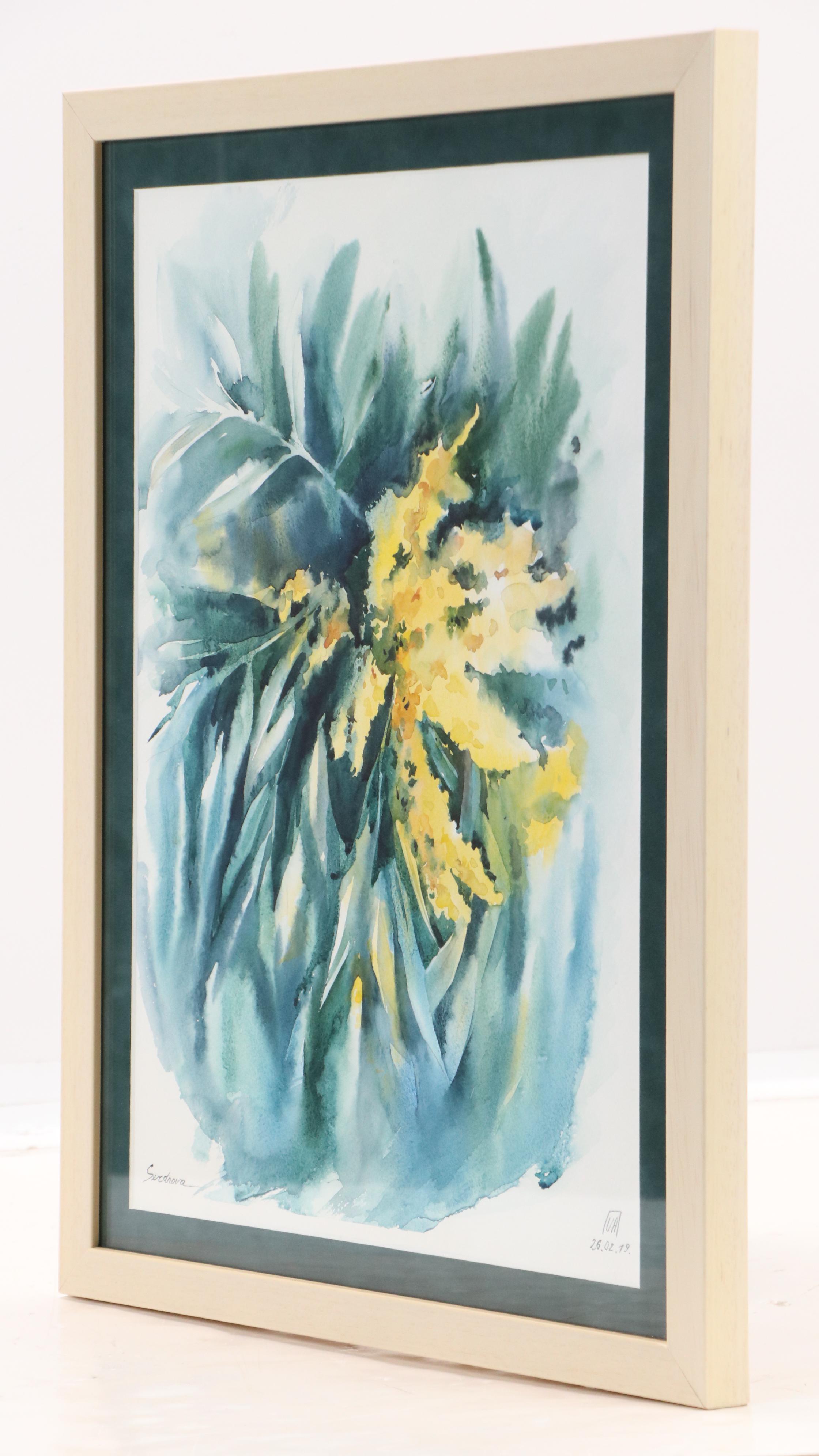 Watercolor Painting of Abstract Botanical Composition, 2019