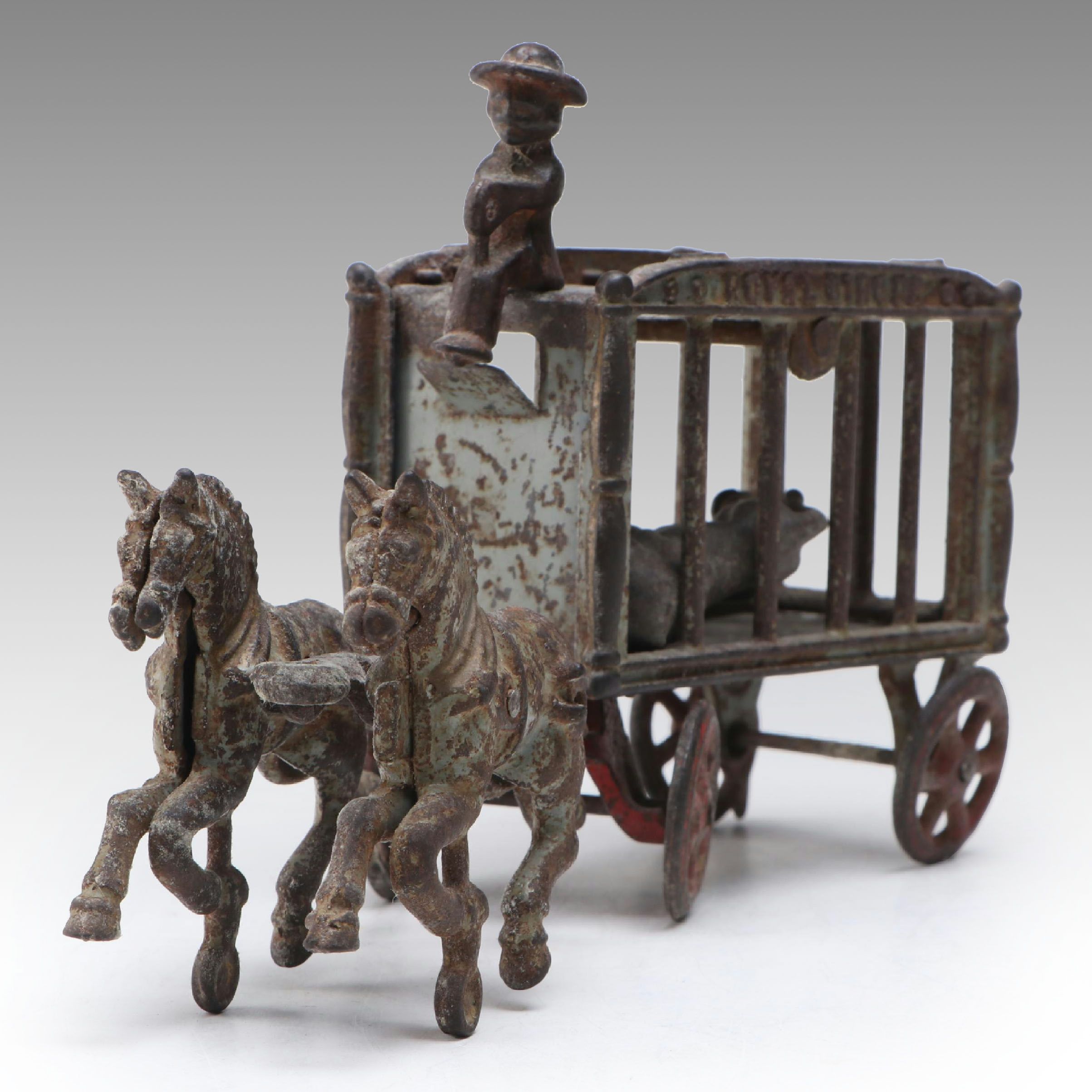 Hubley Royal Circus "Lion Cage" Cast Iron Horse-Drawn Wagon, Early 20th Century