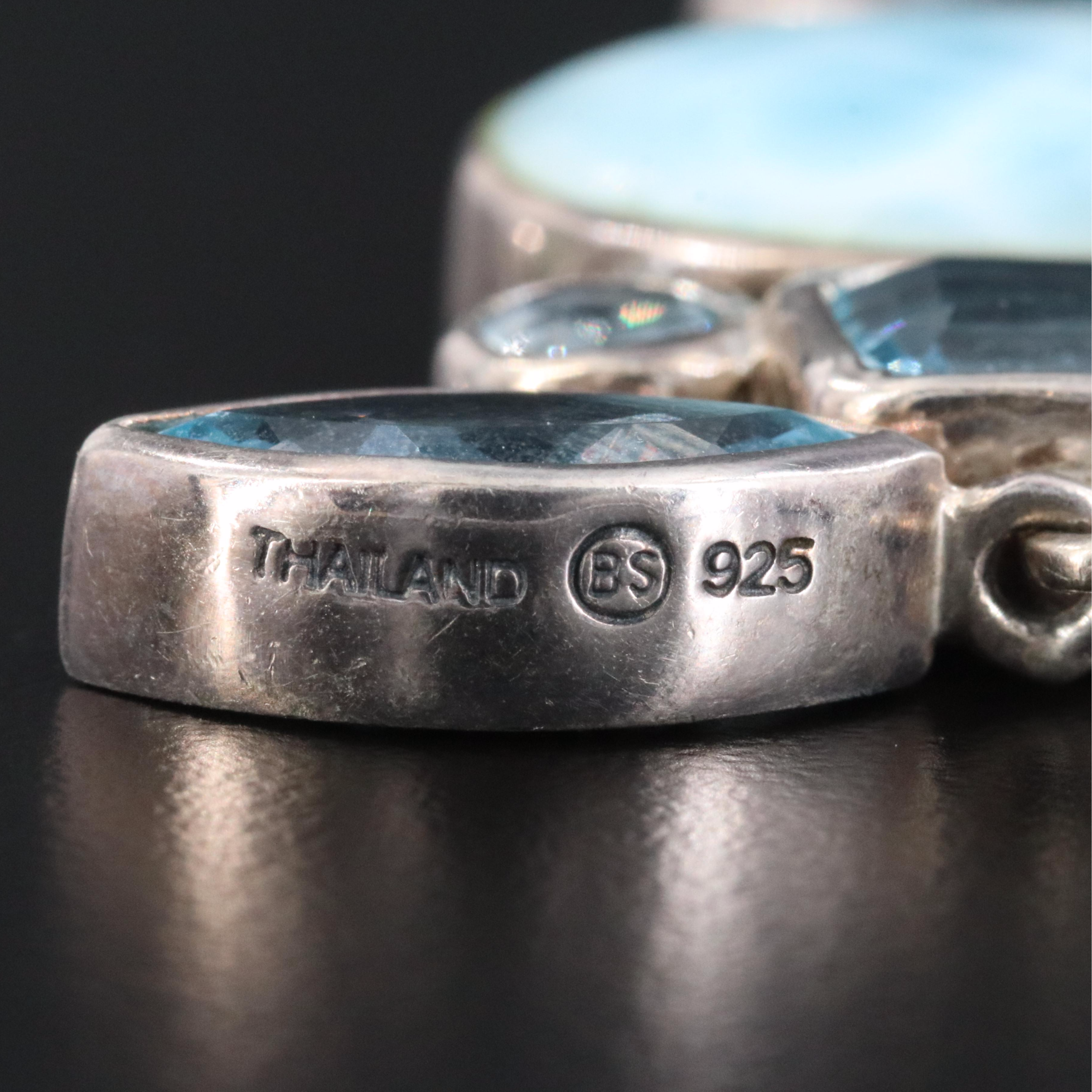 Sterling Larimar and Blue Topaz Pendant