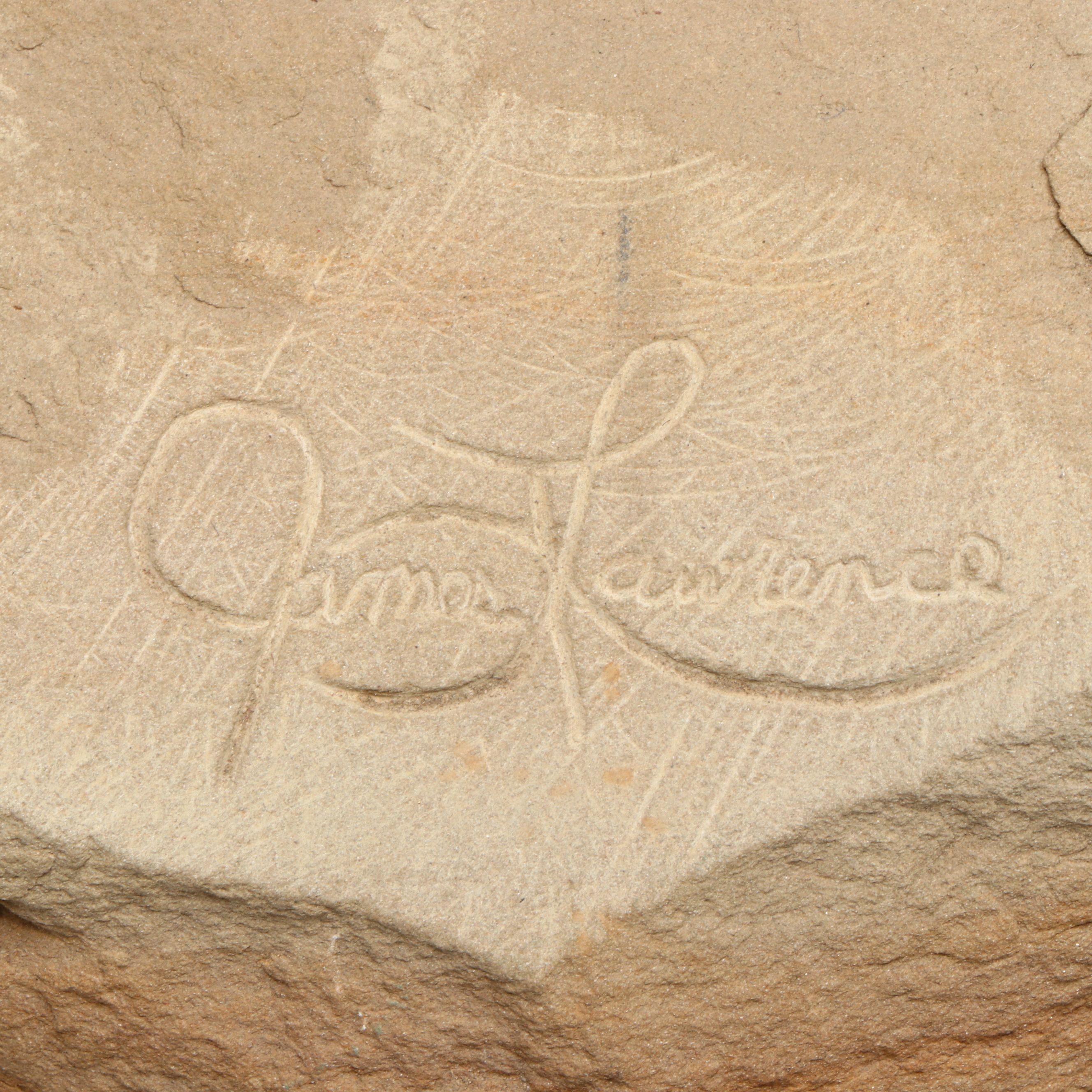 James Lawrence Glass Ram Figural Group with Stone Base