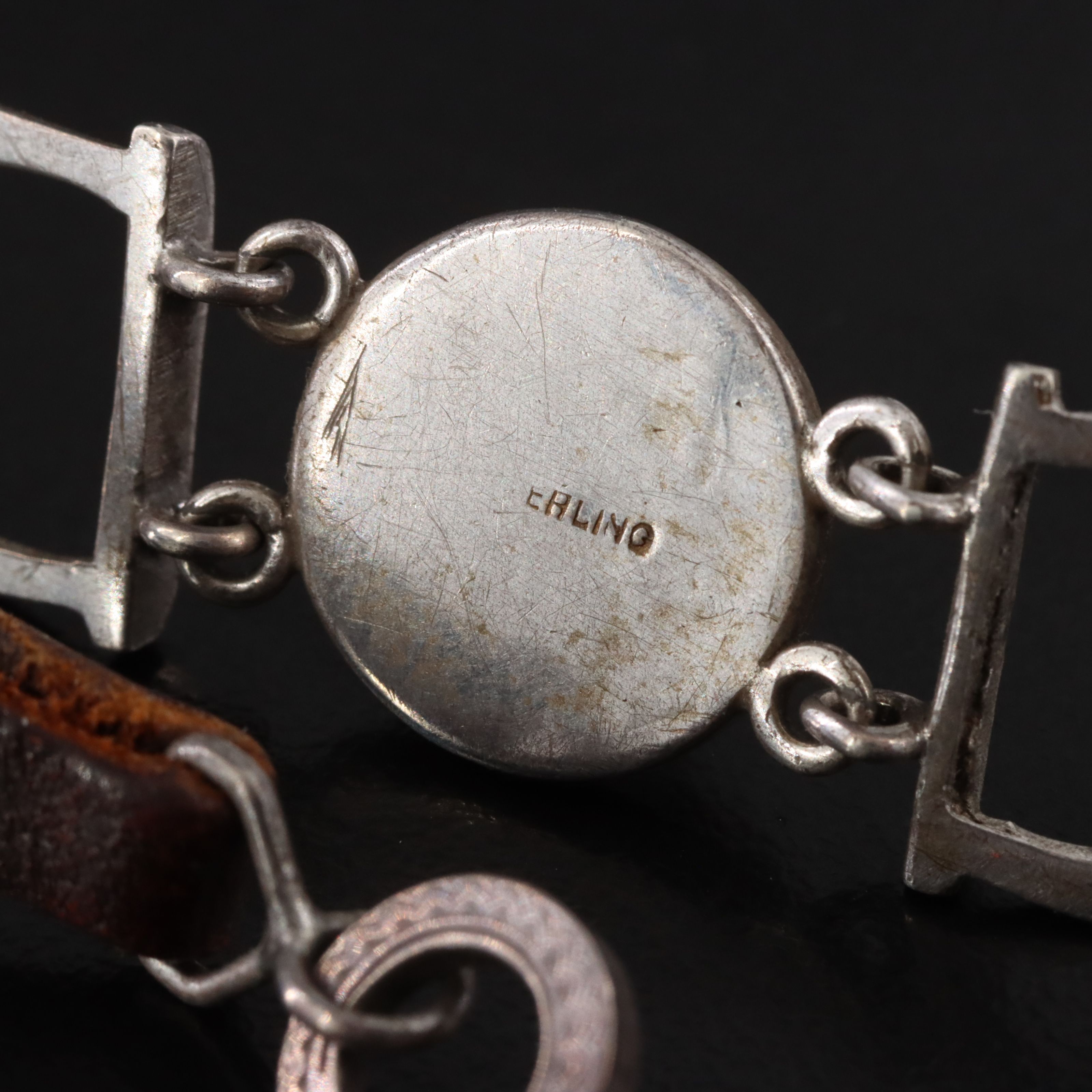 Victorian Reverse Painted Intaglio Equestrian Stirrup Leather Bracelet