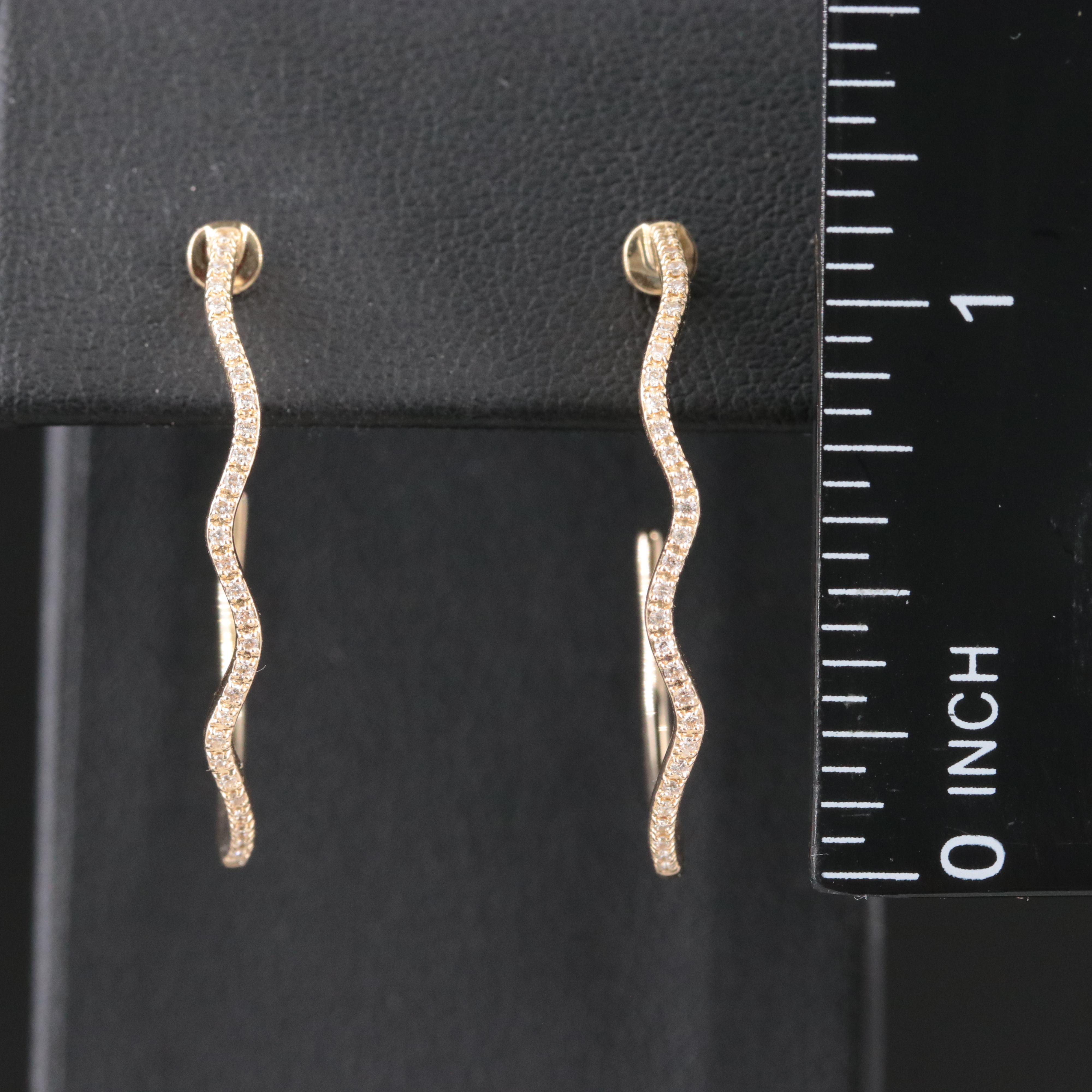 14K 0.16 CTW Diamond J-Hoop Wave Earrings