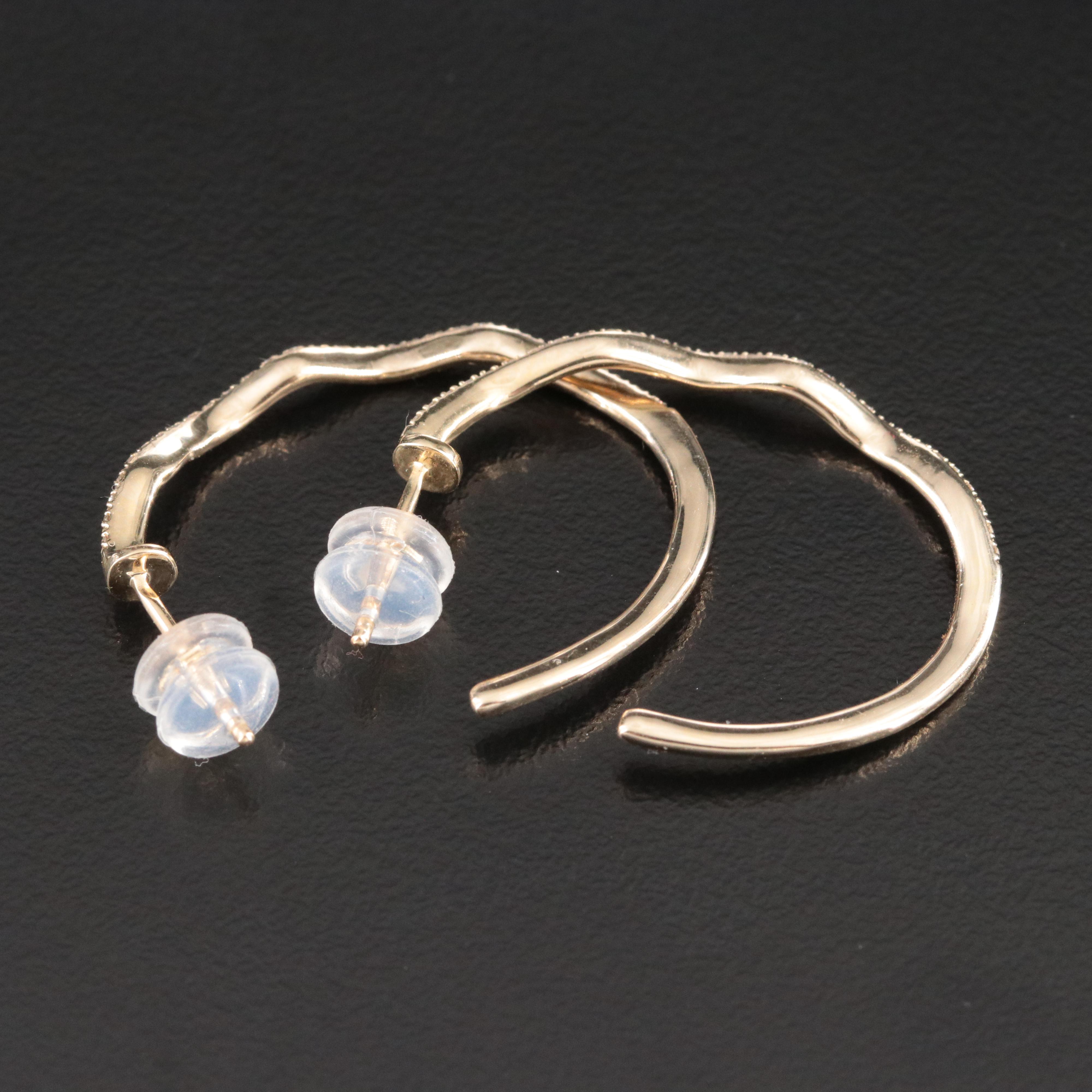 14K 0.16 CTW Diamond J-Hoop Wave Earrings