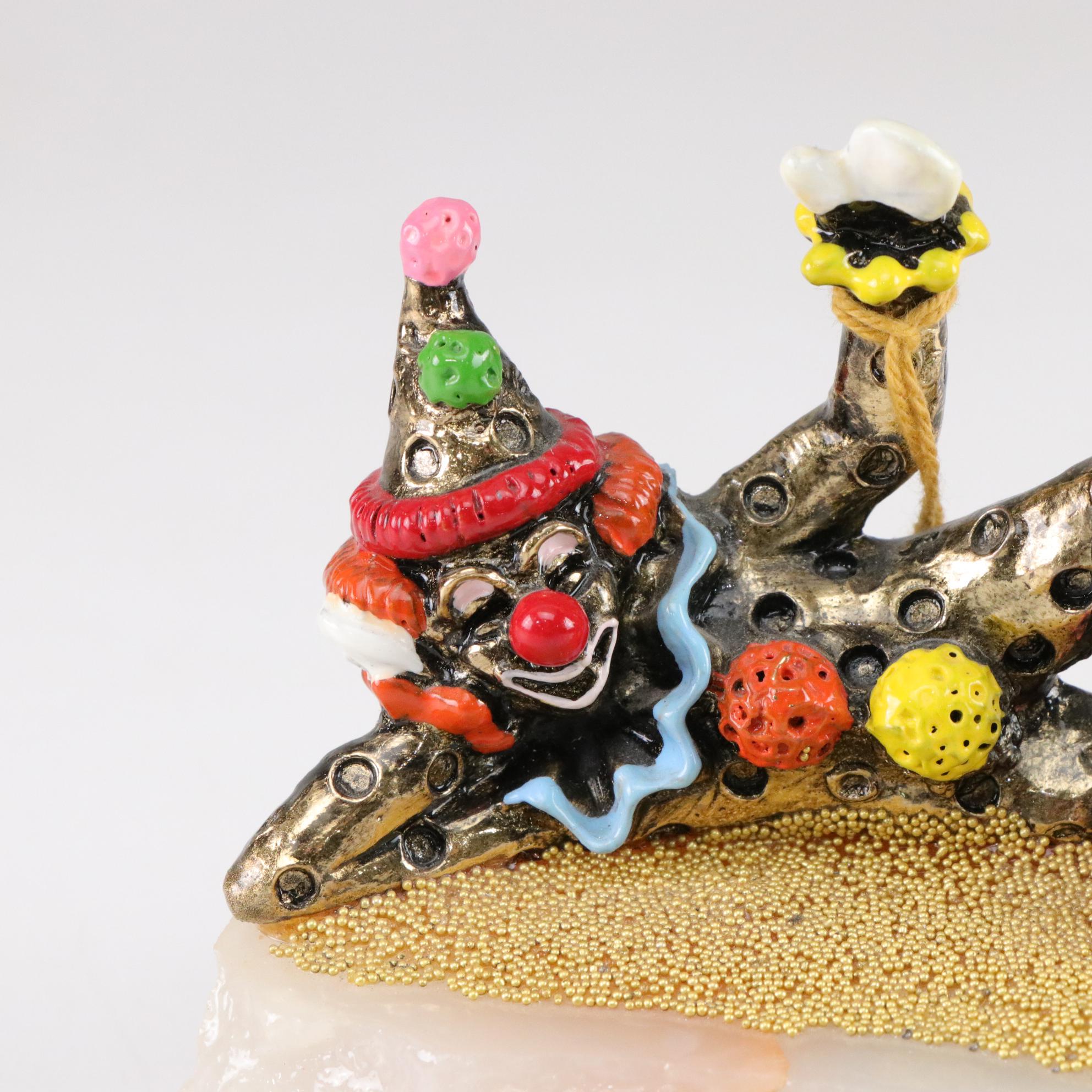 Ronald A. Lee Hand-Painted and 24K Gold Plated Clown Figurine, 1987