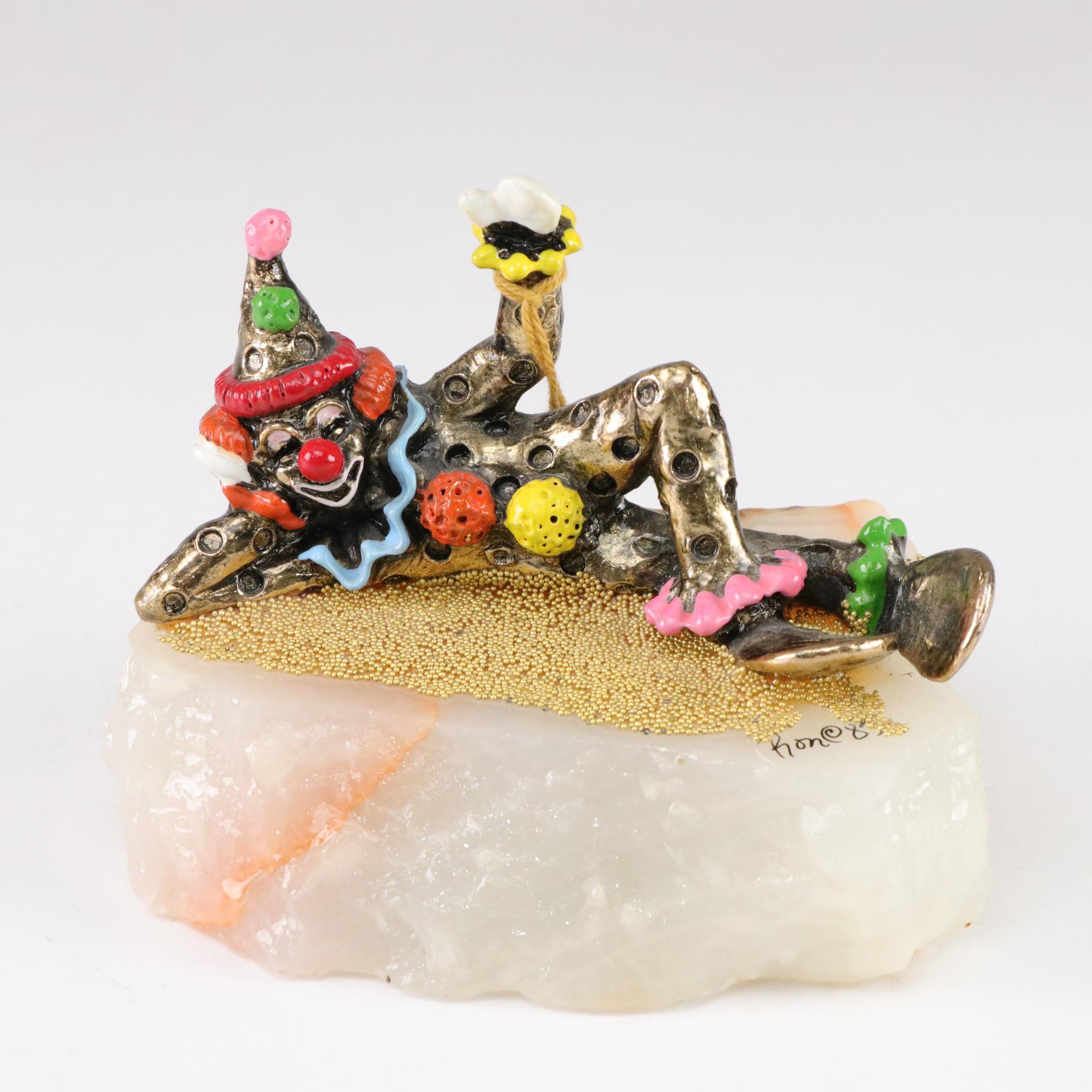 Ronald A. Lee Hand-Painted and 24K Gold Plated Clown Figurine, 1987