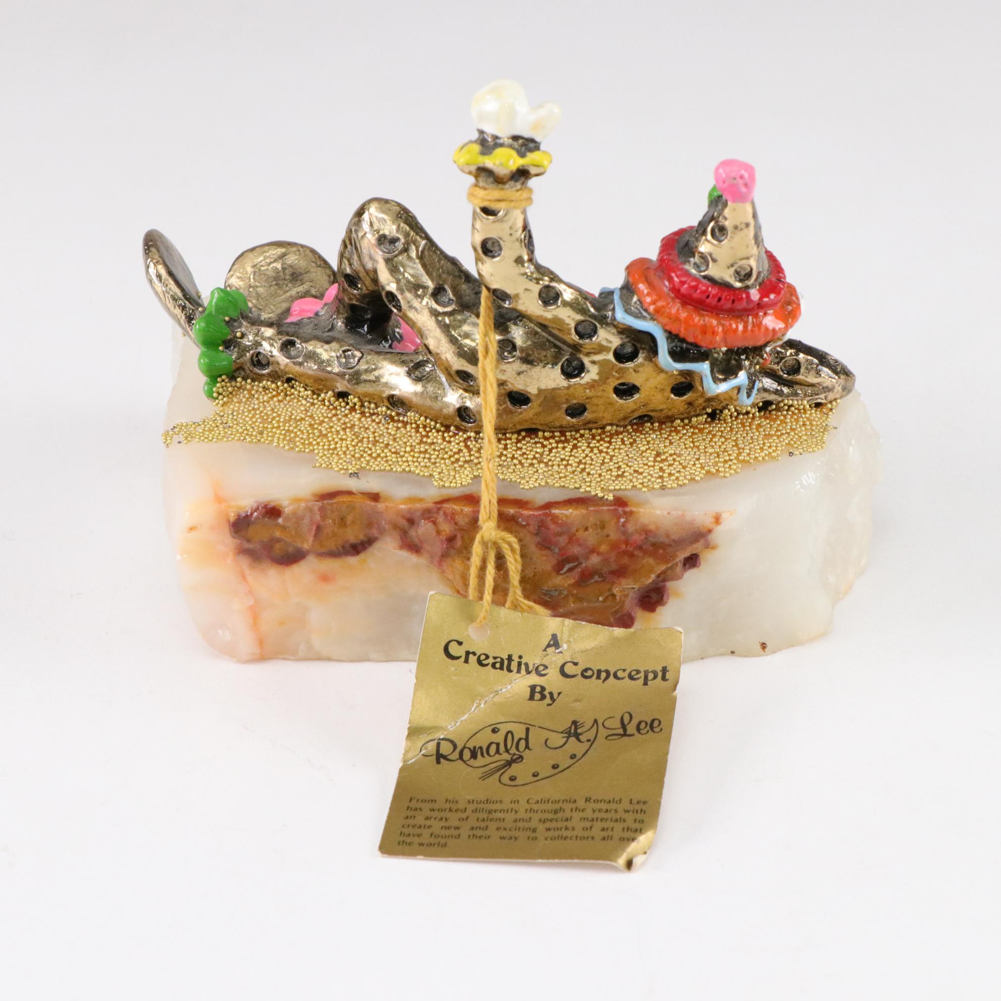 Ronald A. Lee Hand-Painted and 24K Gold Plated Clown Figurine, 1987