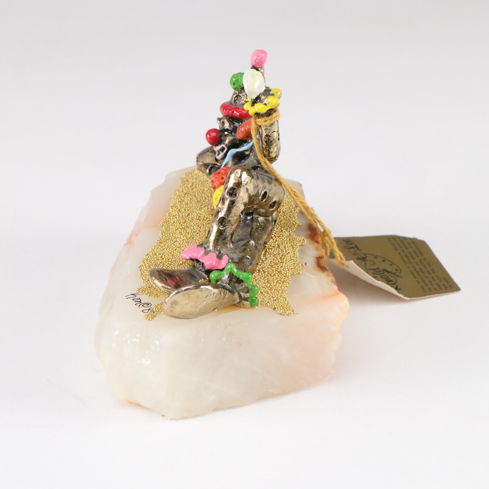 Ronald A. Lee Hand-Painted and 24K Gold Plated Clown Figurine, 1987