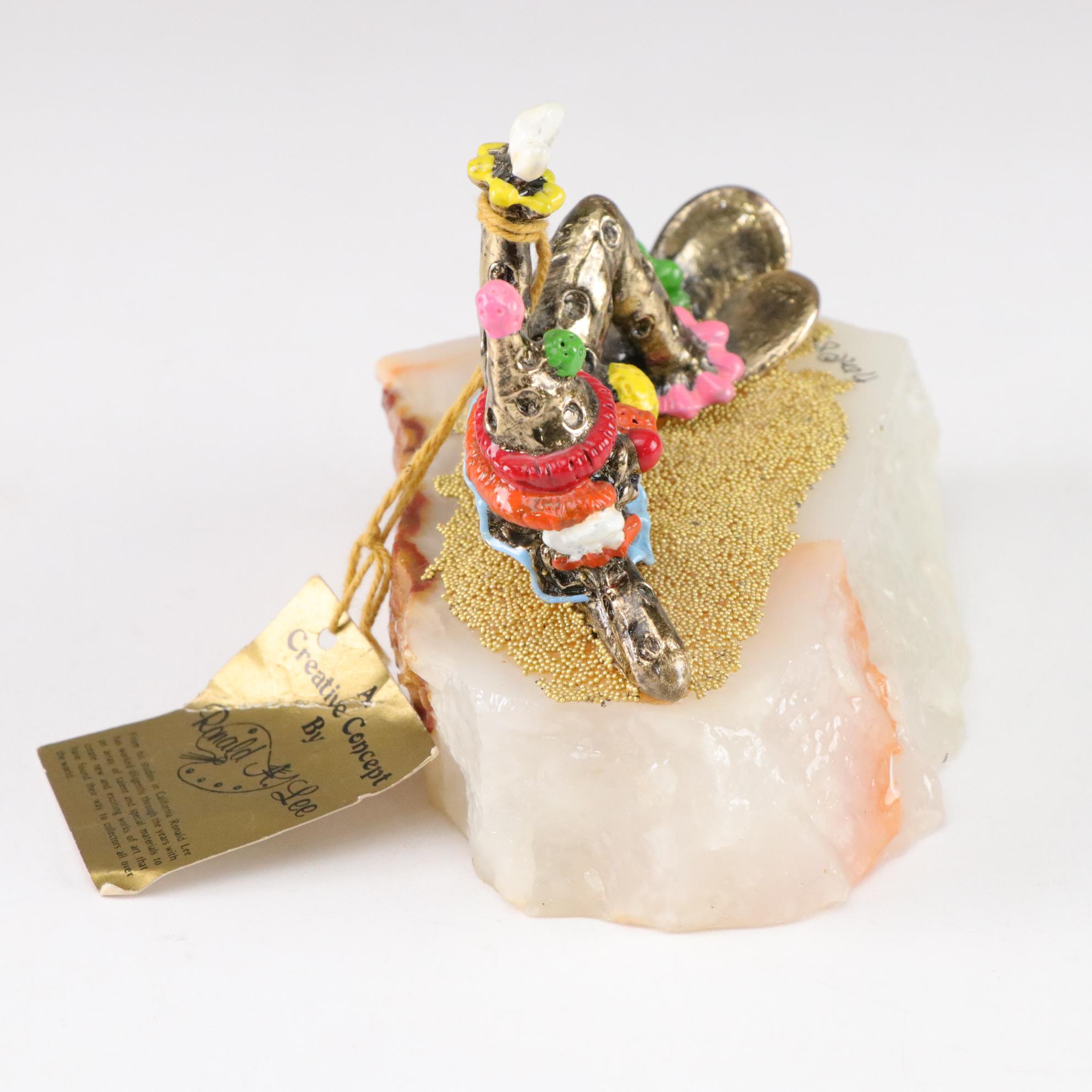 Ronald A. Lee Hand-Painted and 24K Gold Plated Clown Figurine, 1987