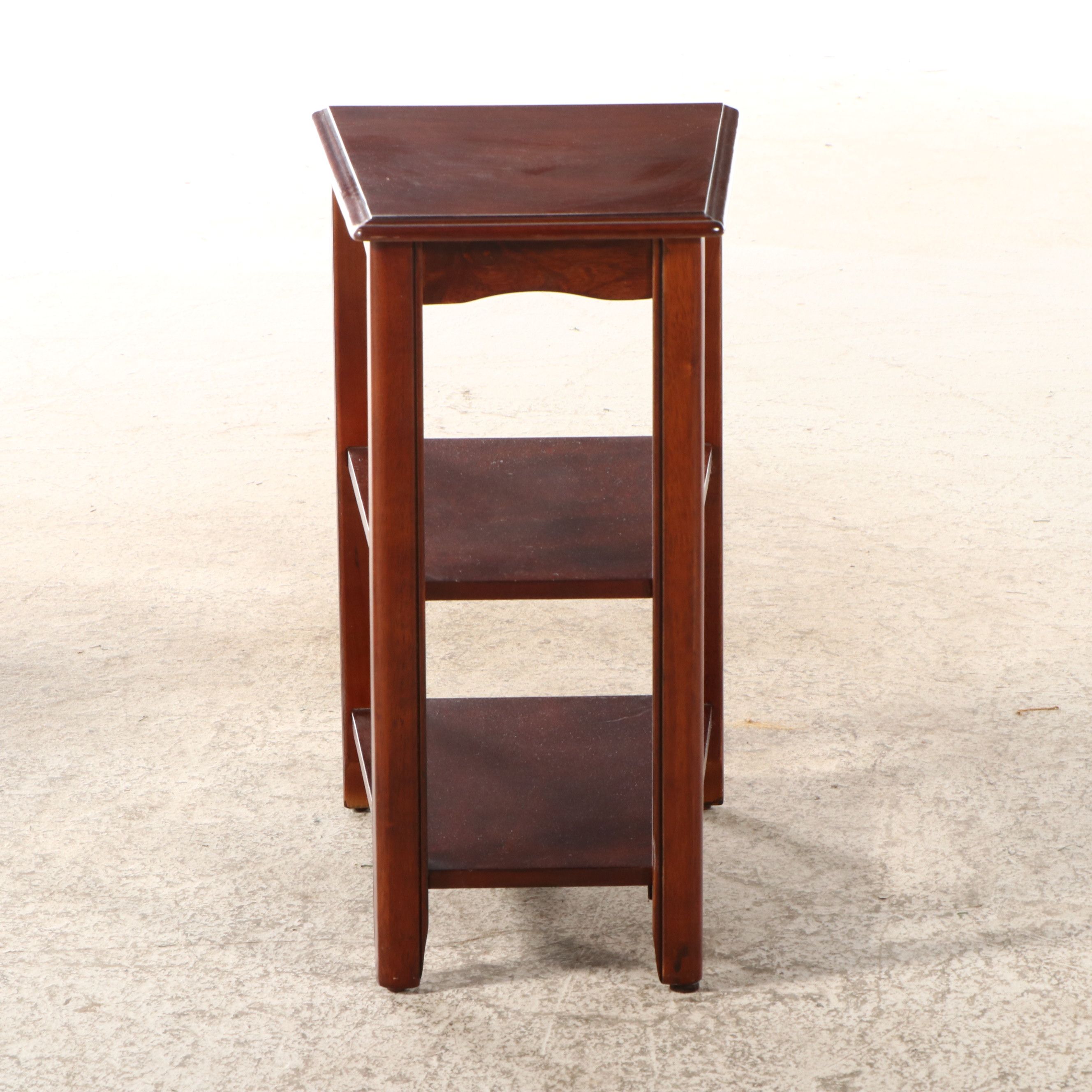 Tapered Three-Tier Wood Side Tables, Set of Three