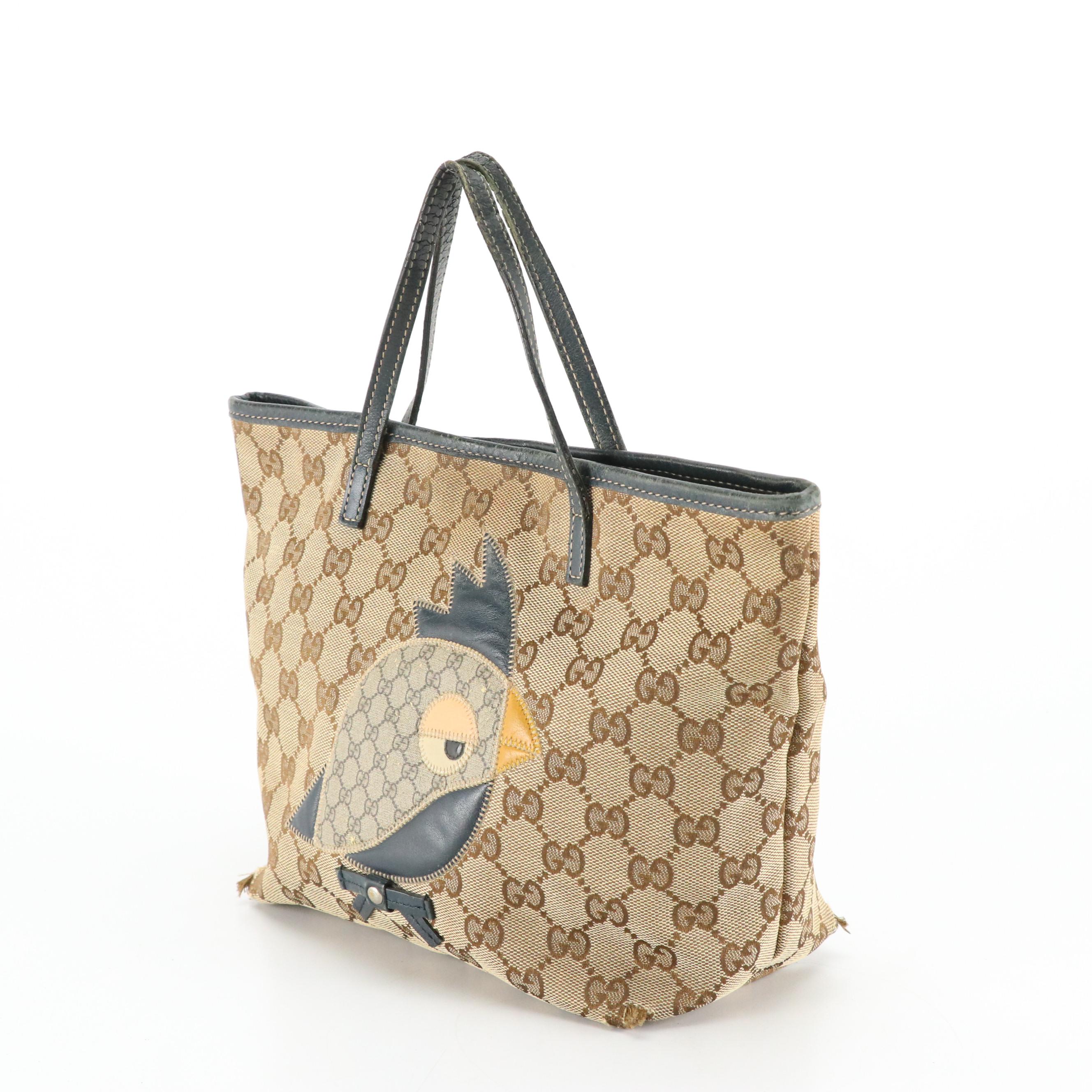 Gucci Papagarro Mini Tote in GG Canvas na dLeather