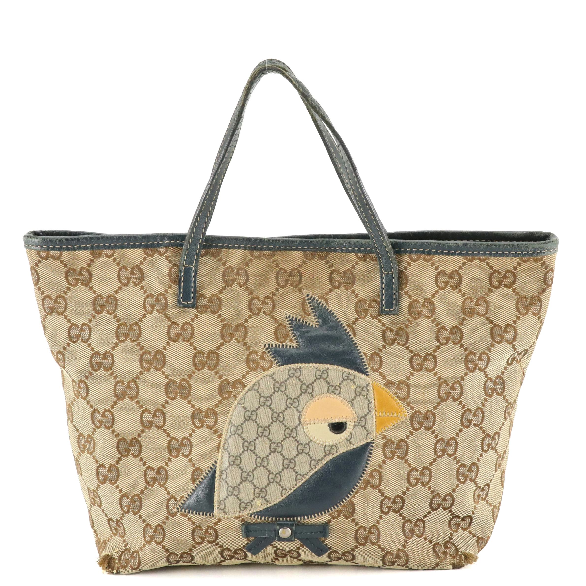 Gucci Papagarro Mini Tote in GG Canvas na dLeather
