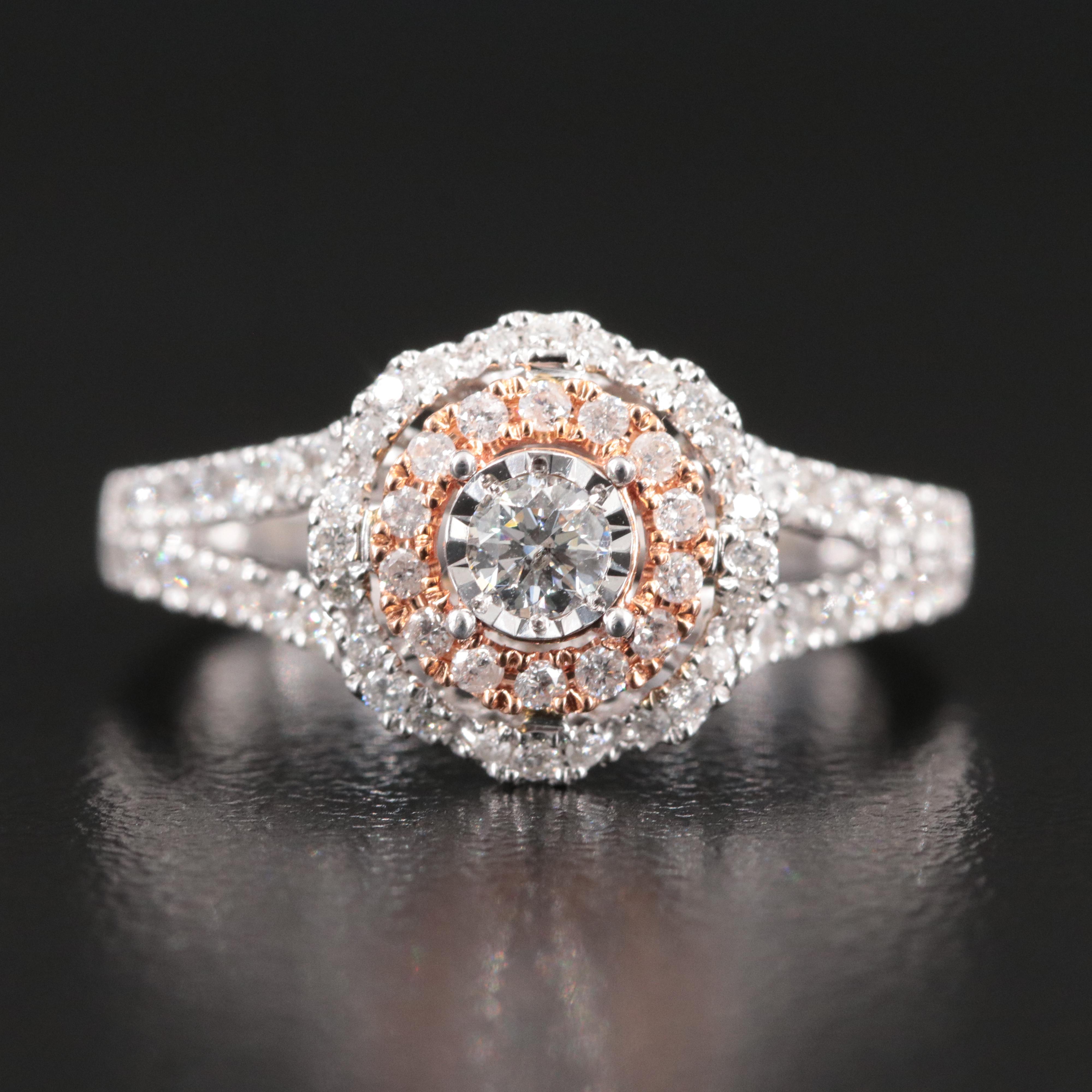 Vera Wang "Simply Vera" 14K 0.74 CTW Diamond Ring with Rose Gold Accent