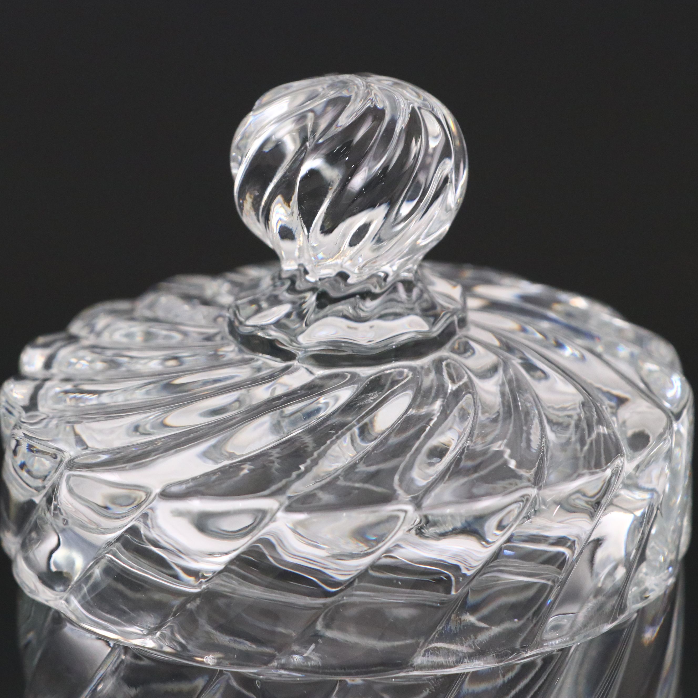 Baccarat "Bambous Swirl" Crystal Covered Jar