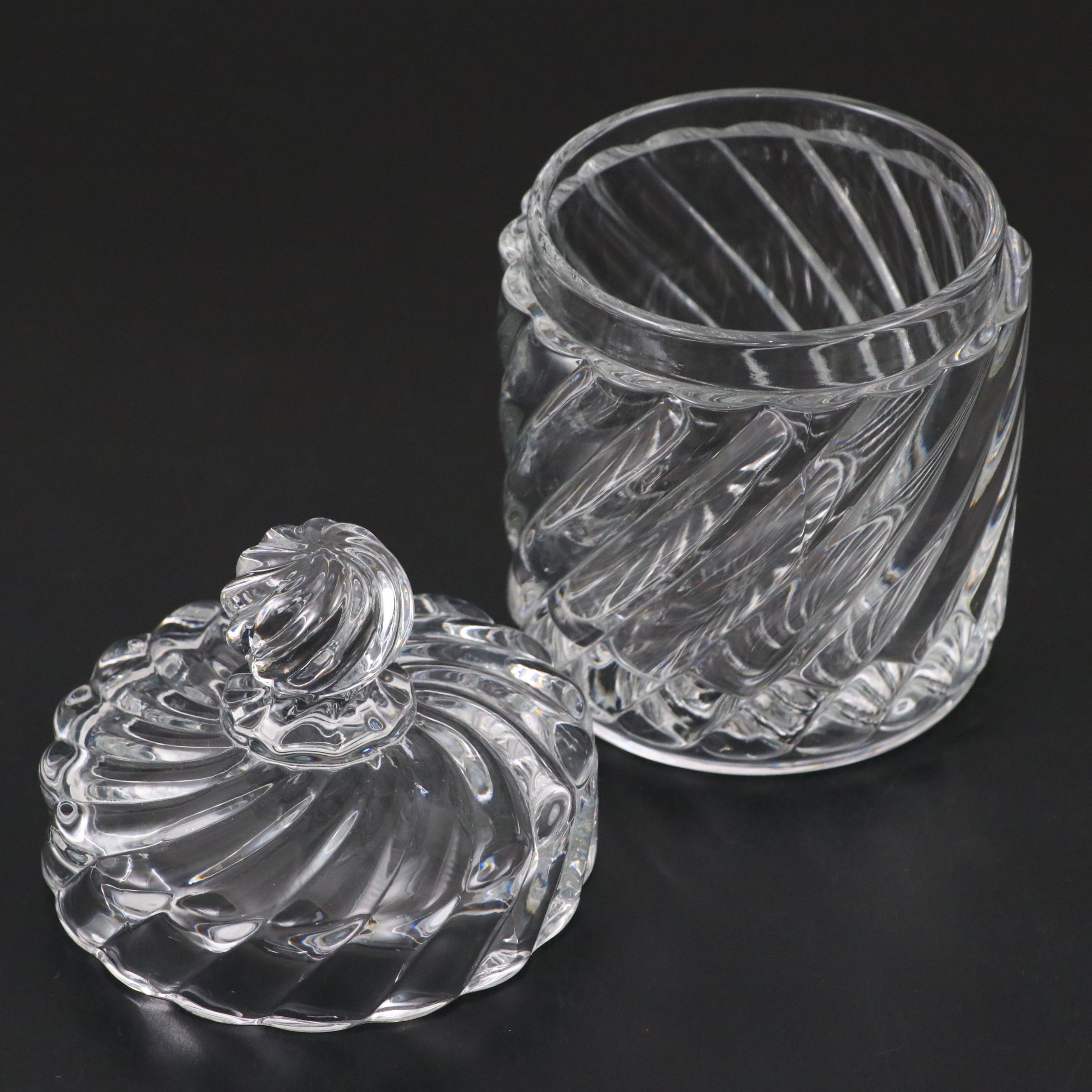 Baccarat "Bambous Swirl" Crystal Covered Jar