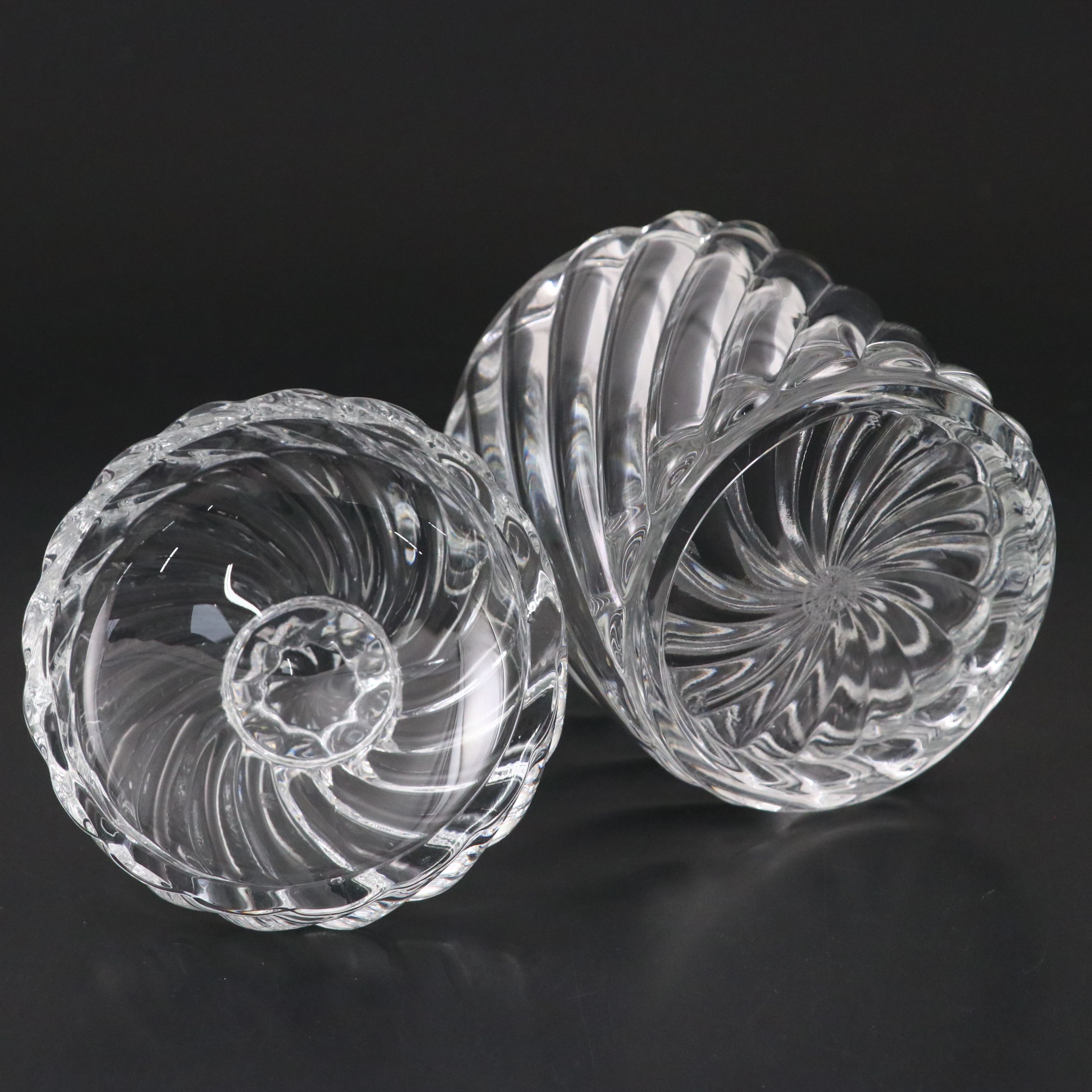 Baccarat "Bambous Swirl" Crystal Covered Jar