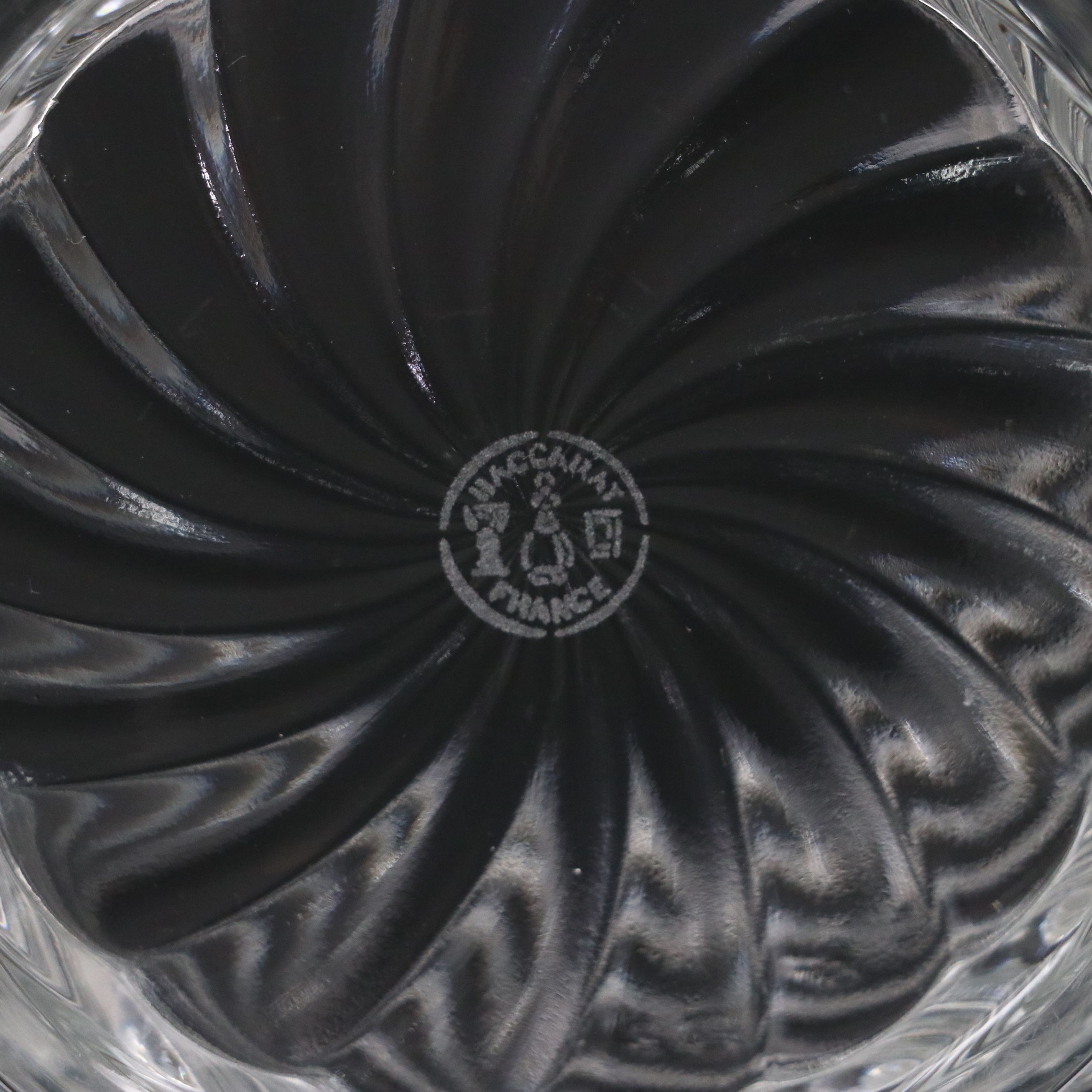 Baccarat "Bambous Swirl" Crystal Covered Jar