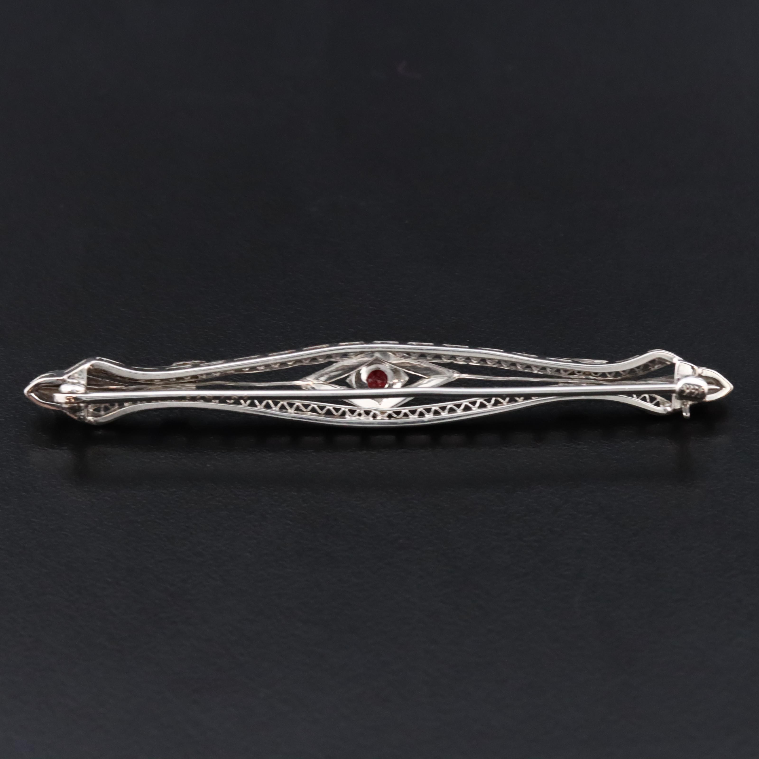 Art Deco 14K Ruby Bar Pin