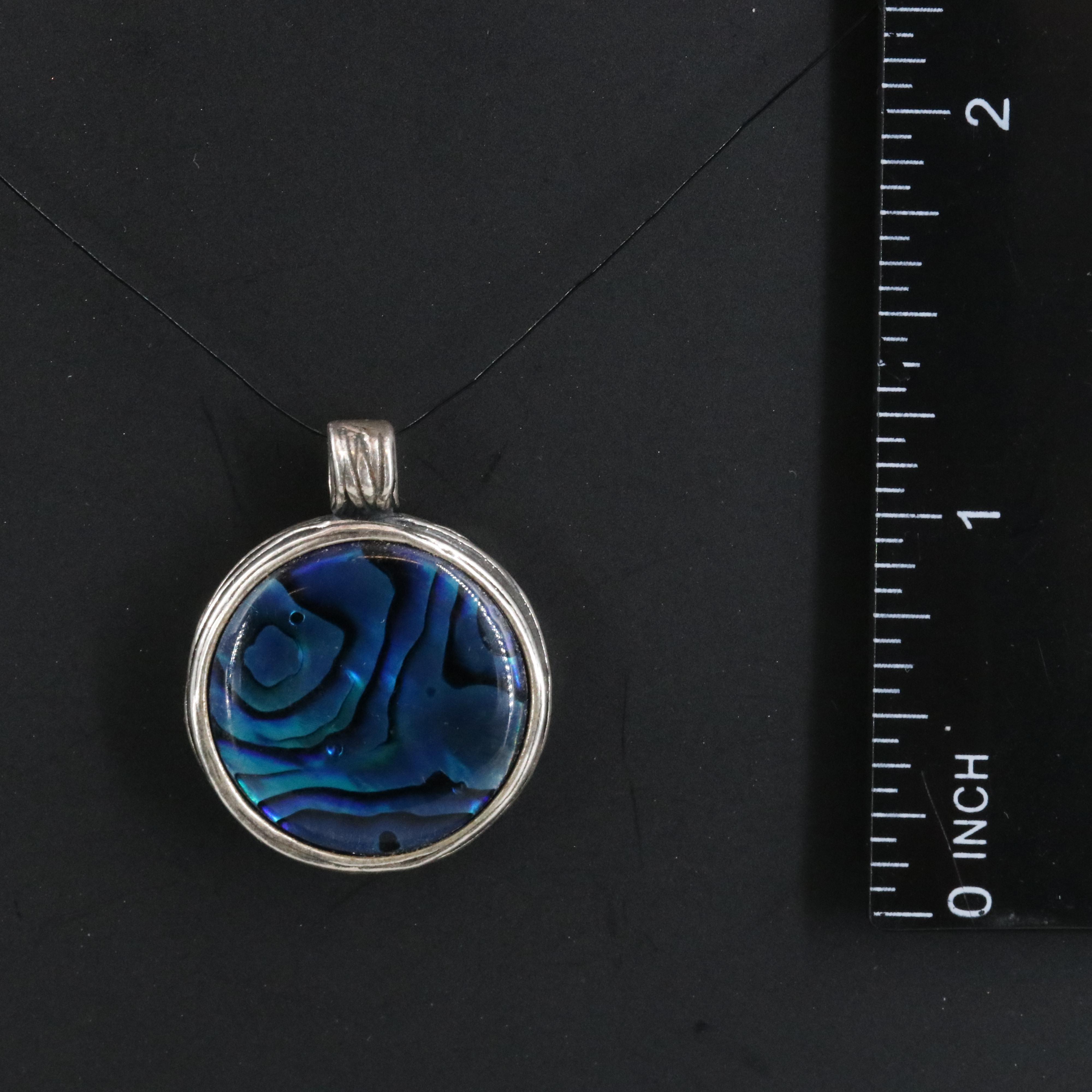 Or Paz Sterling Druzy and Abalone Doublet Reversible Slide Pendant