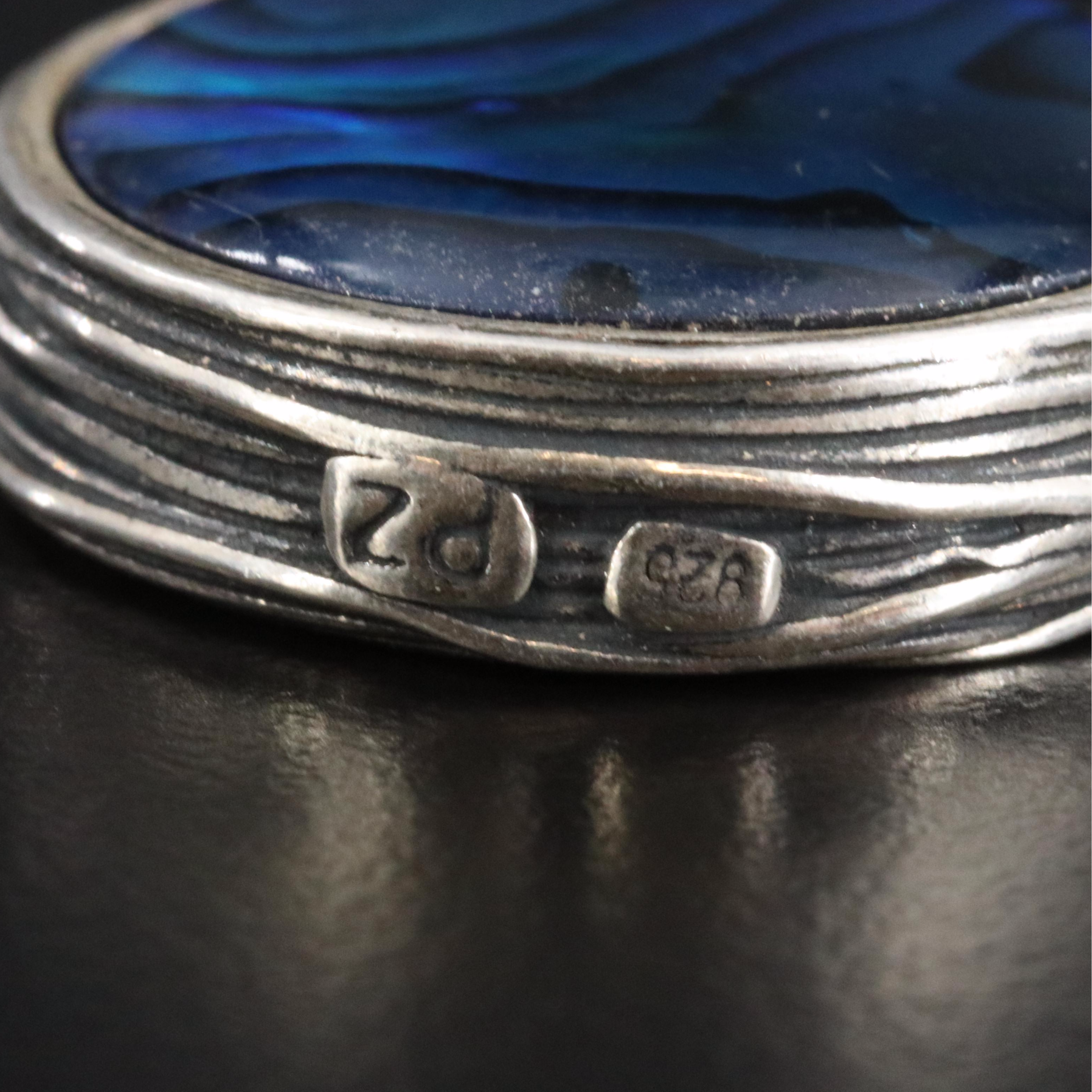 Or Paz Sterling Druzy and Abalone Doublet Reversible Slide Pendant