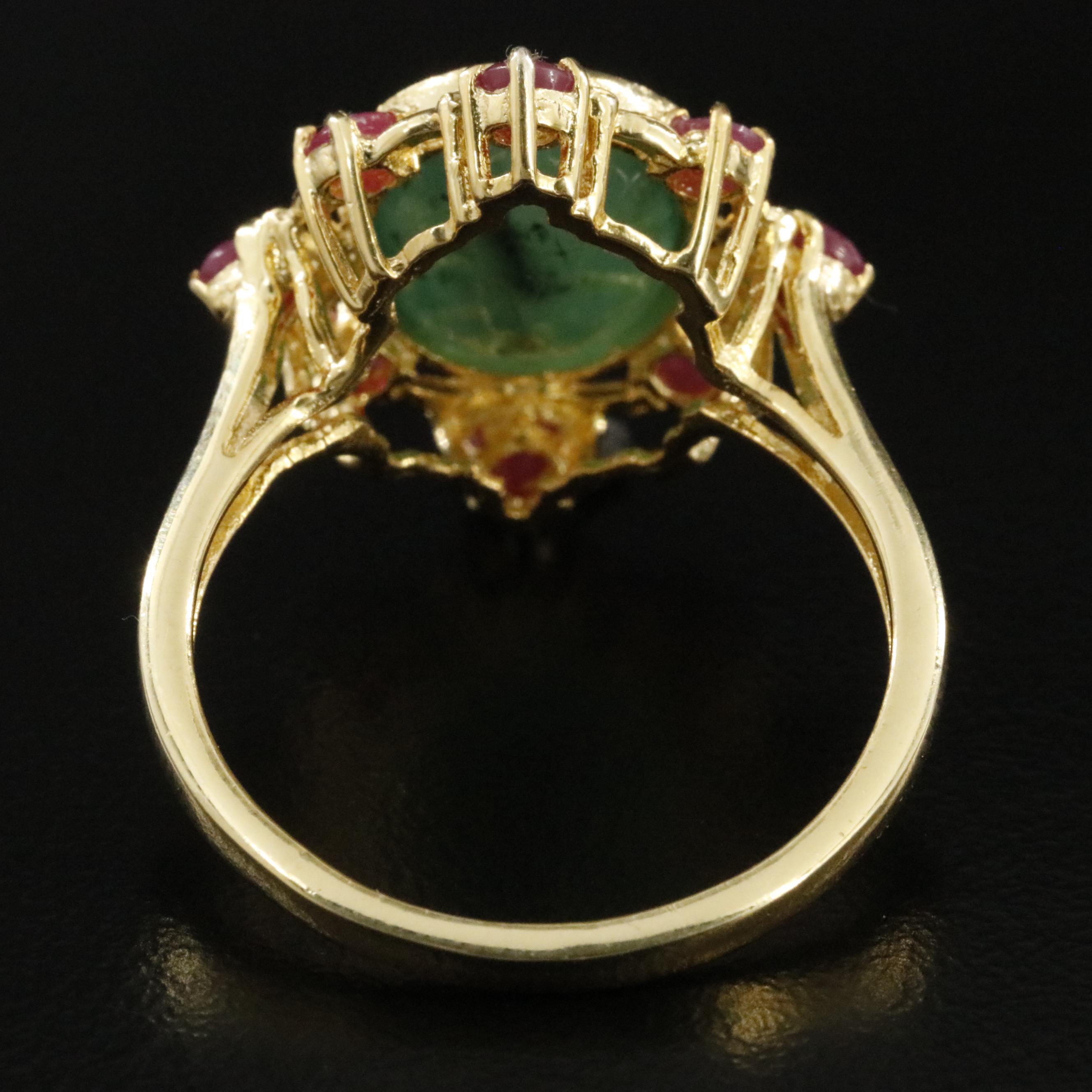 Sterling Emerald and Ruby Ring