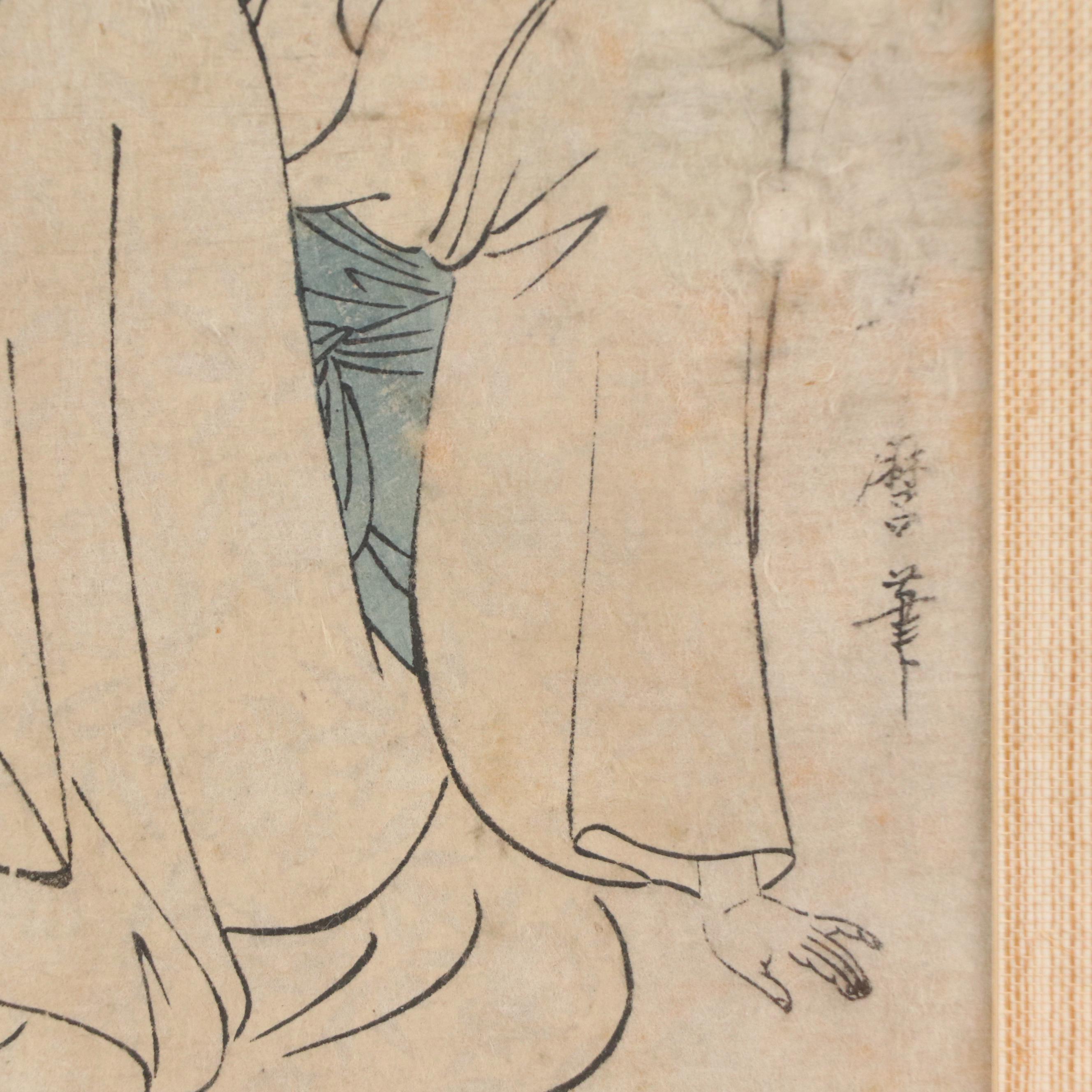Japanese Woodblock After Kitagawa Utamaro of Seated Woman, Circa 19th Century