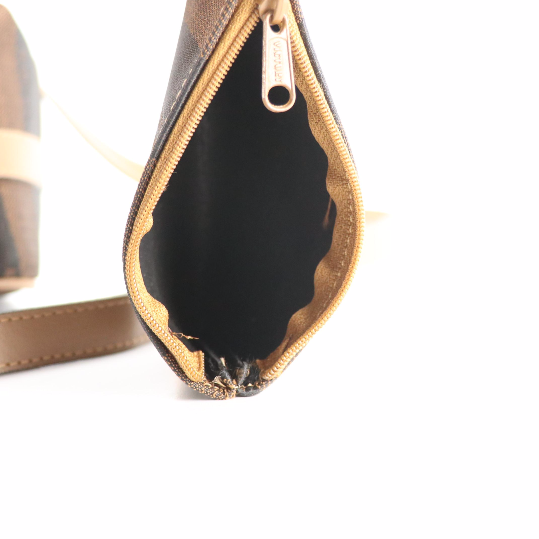 Fendi East-West Handbag in Pequin Stripe Canvas with Leather Trim